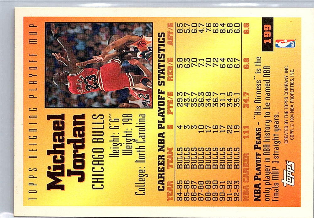 1993-94 Topps #199 Michael Jordan Gold