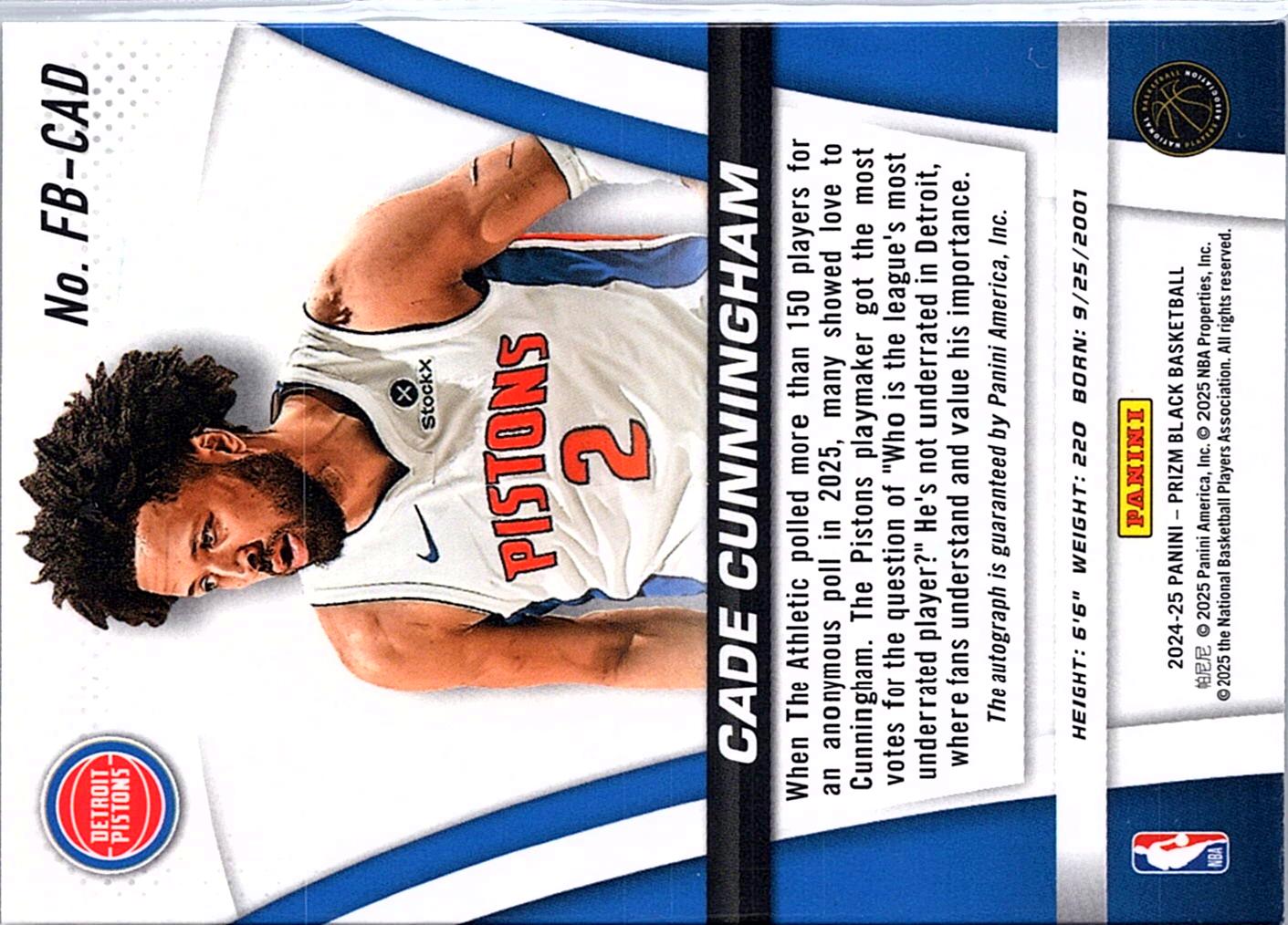 2024-25 Panini Prizm Black #FB-CAD Cade Cunningham Flashback Signatures