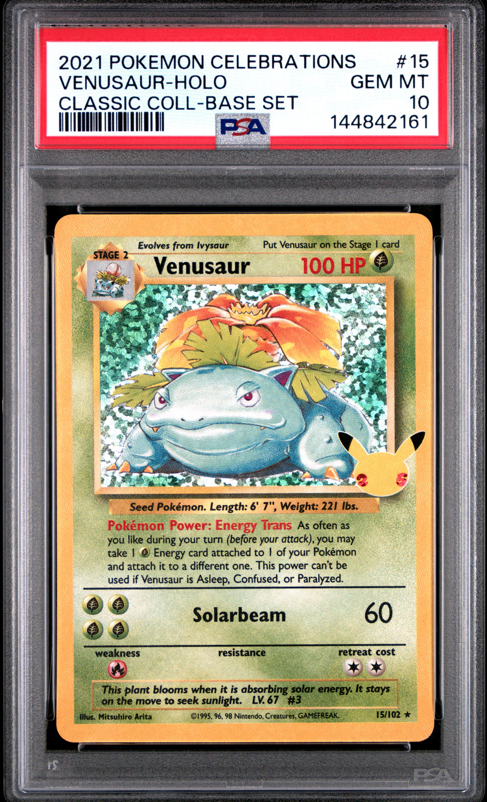 2021 Pokemon Celebrations Classic Collection #15 Venusaur-Holo Classic Coll-Base Set PSA 10