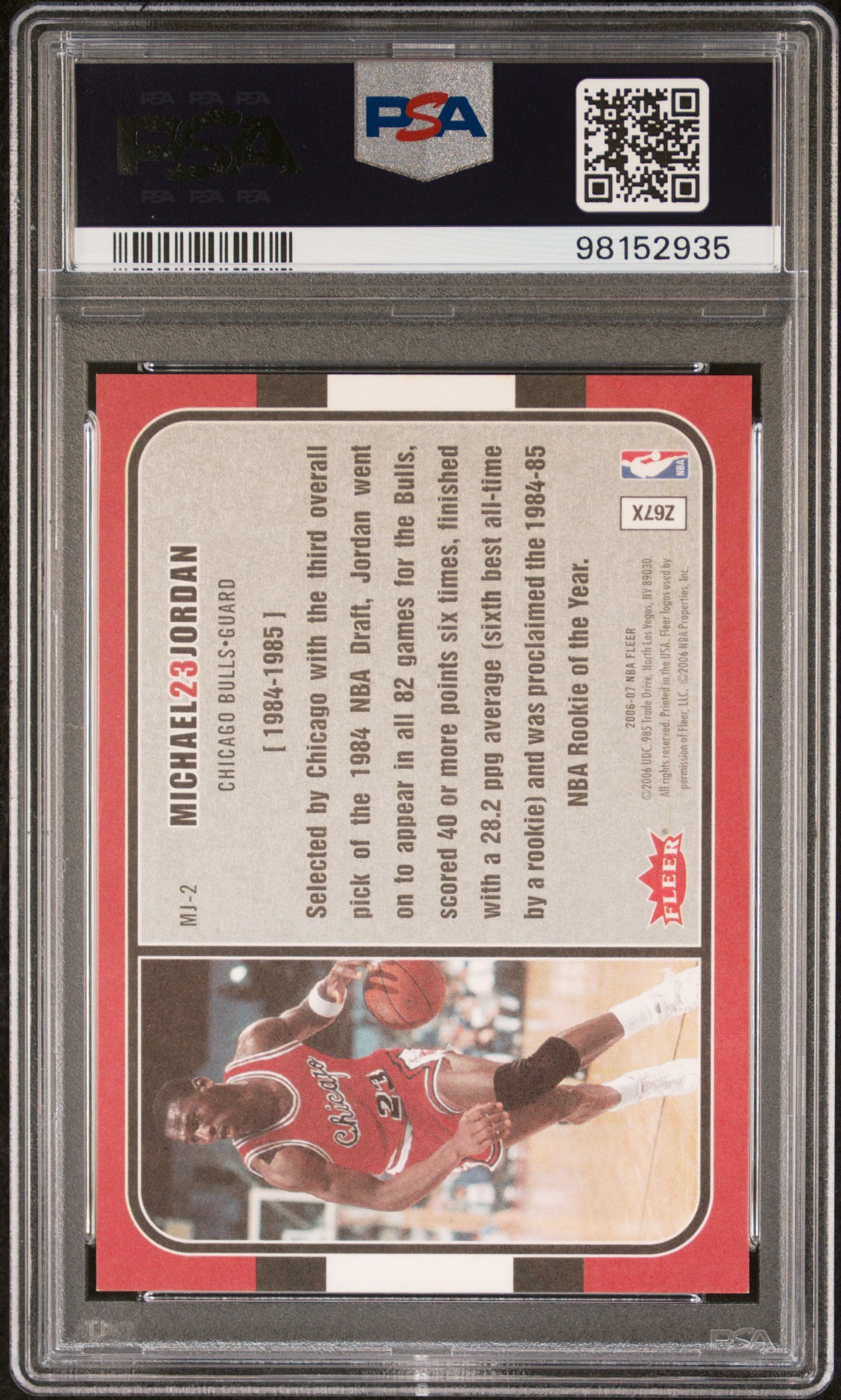 2006 Fleer Michael Jordan'S Greatest Moments #MJ-2 Michael Jordan PSA 8