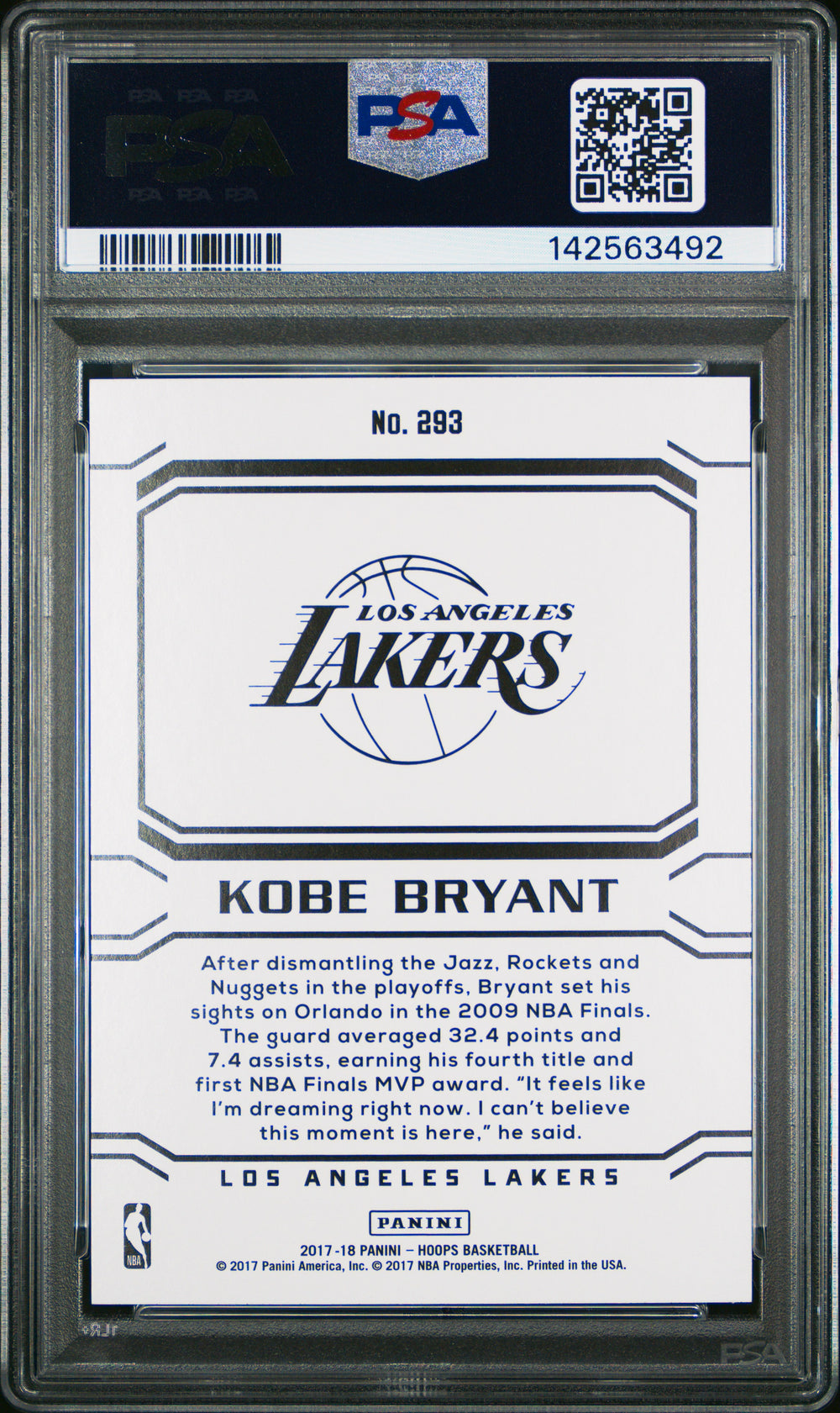 2017 Panini Hoops #293 Kobe Bryant PSA 10