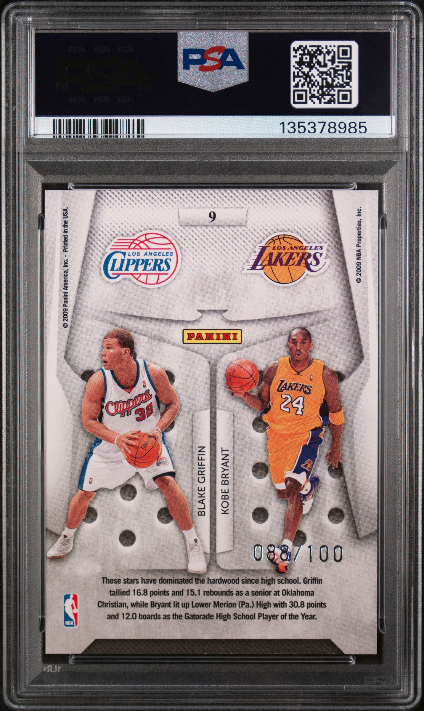 2009 Playoff Contenders Round Numbers #9 K.Bryant/B.Griffin Round Numbers-Gold PSA 9