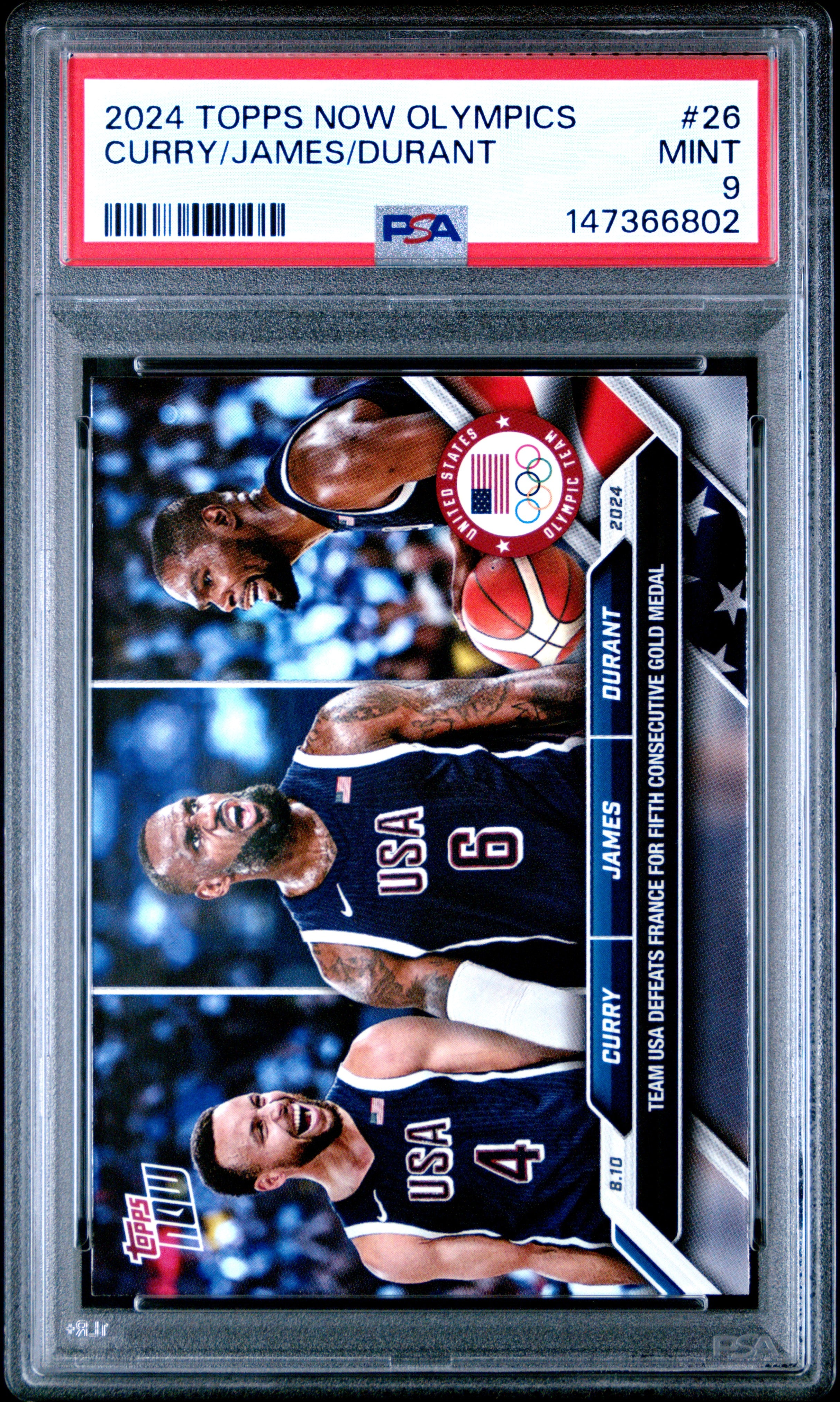 2024 Topps Now Olympic Games #26 Curry/James/Durant PSA 9