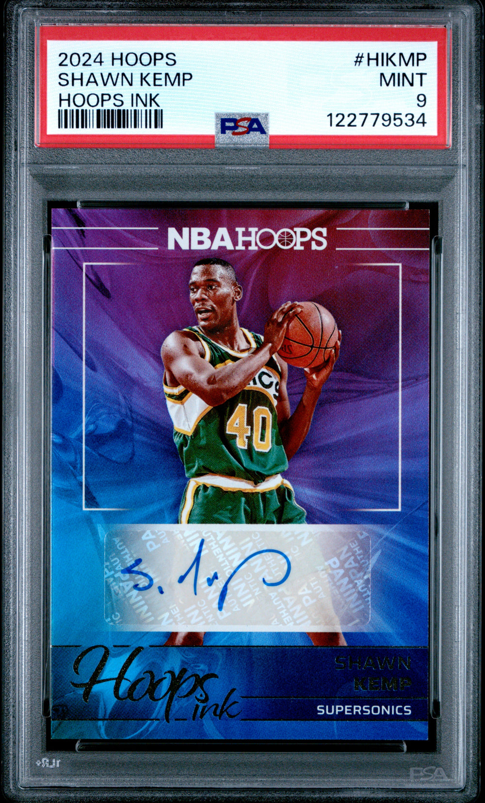 2024 Panini NBA Hoops Ink #HIKMP Shawn Kemp PSA 9