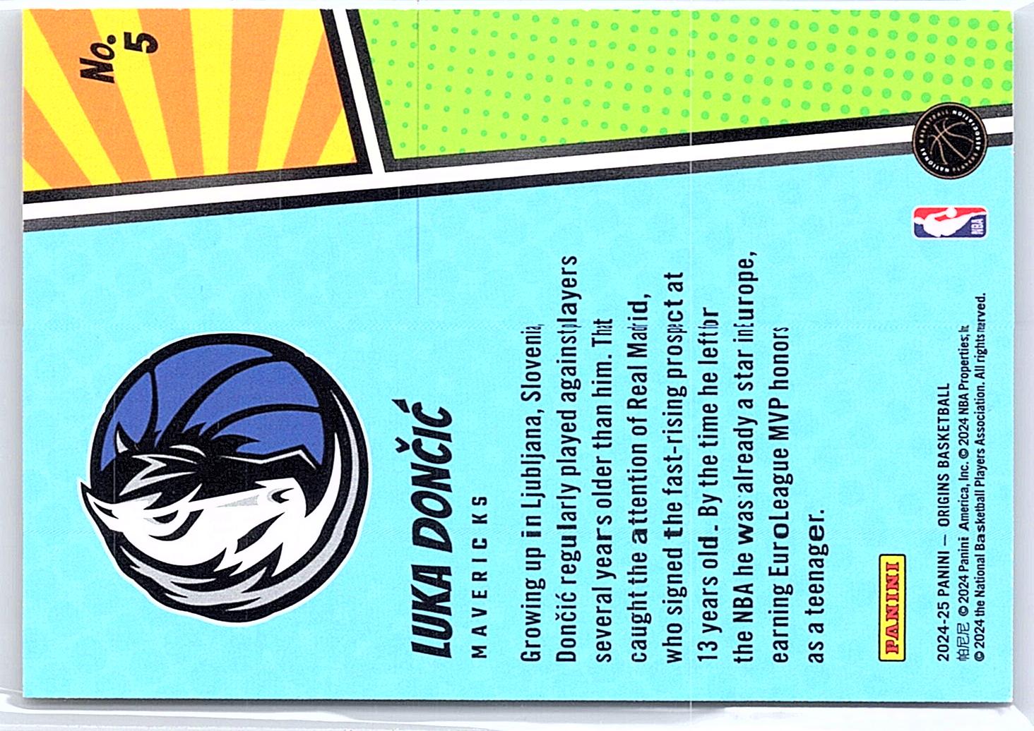 2024-25 Panini Origins #5 Luka Doncic Origin Stories Turquoise #/25