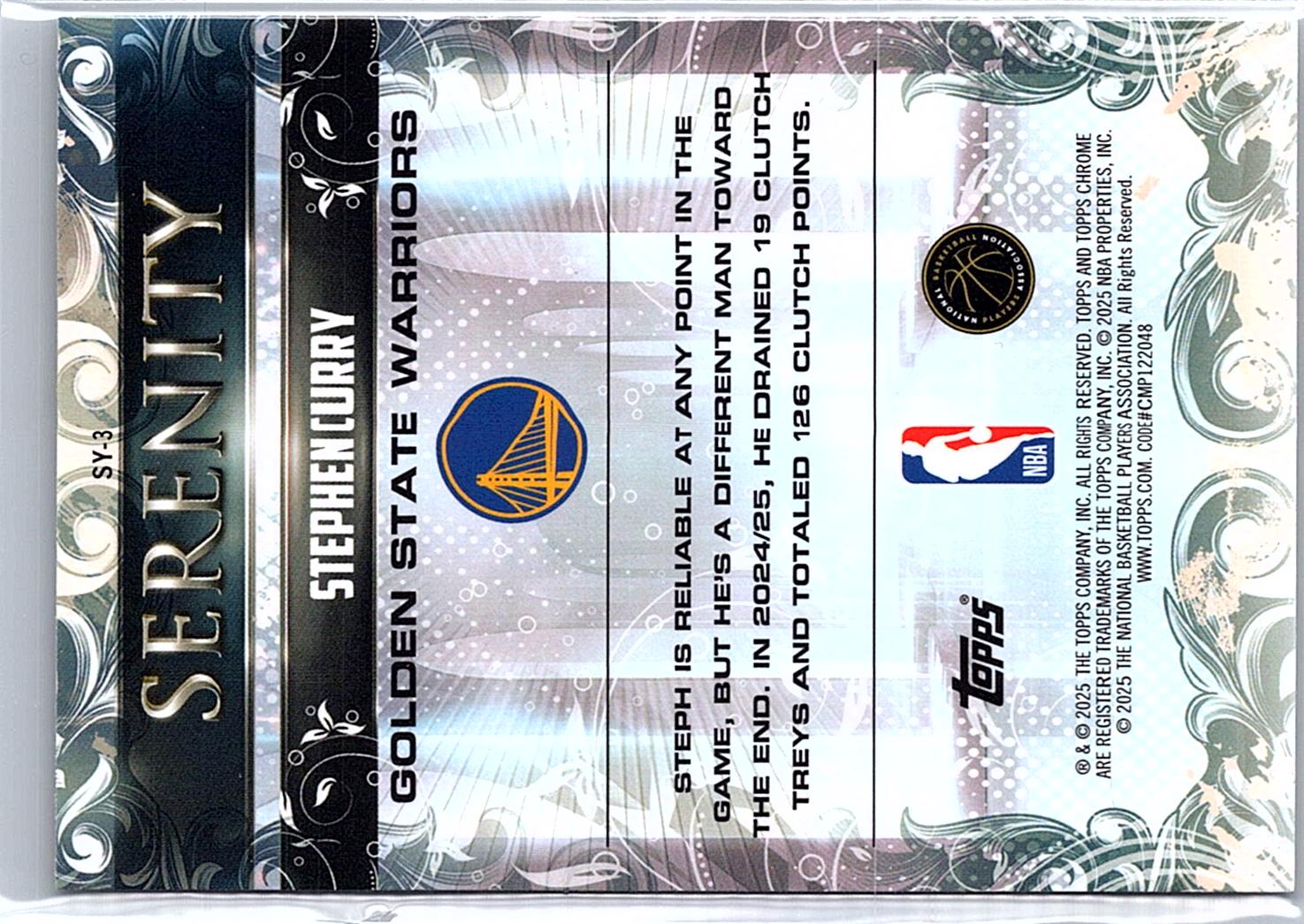 2025-26 Topps Chrome #SY-3 Stephen Curry Serenity Yellow Refractor #/275