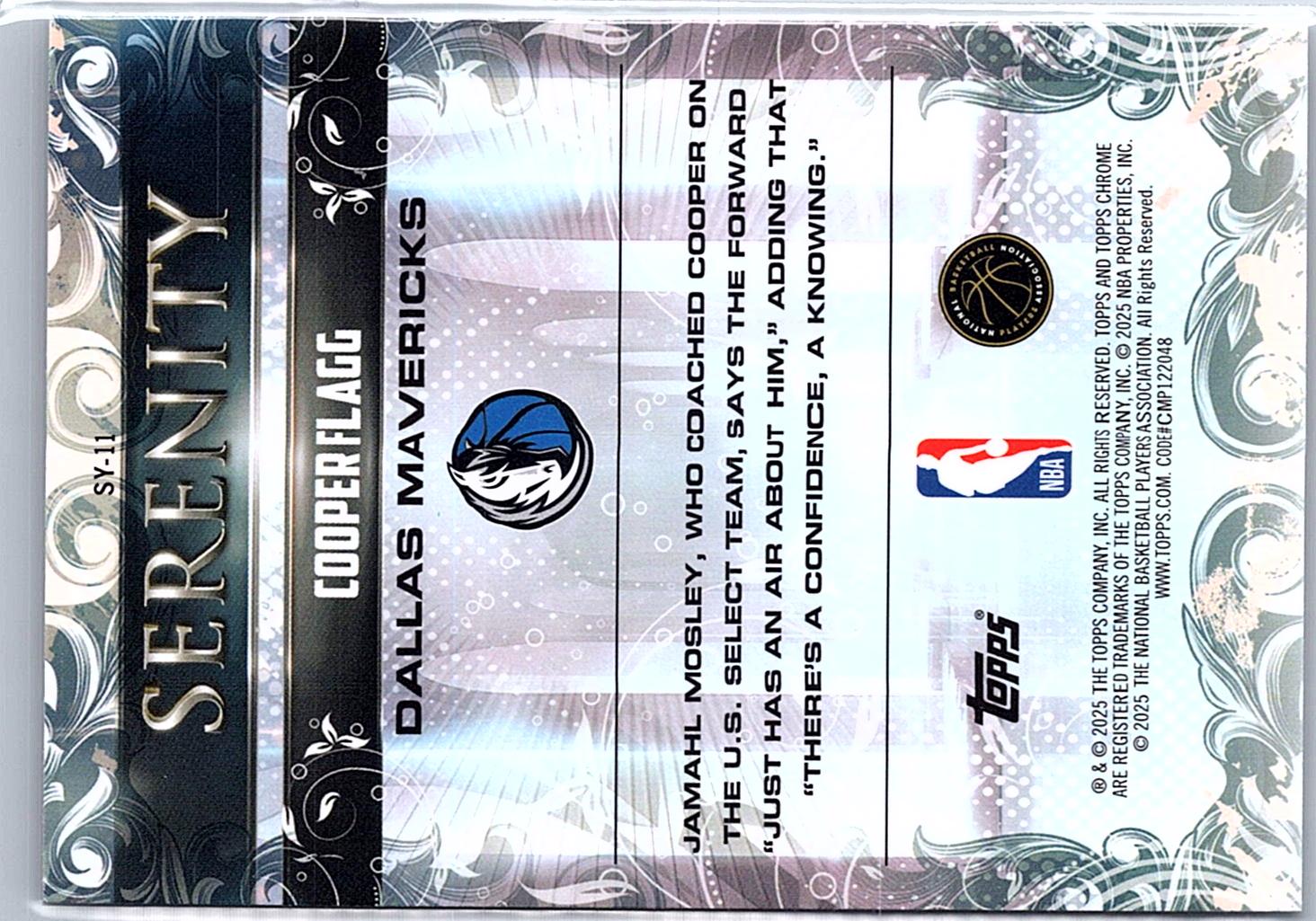 2025-26 Topps Chrome #SY-11 Cooper Flagg Serenity RC