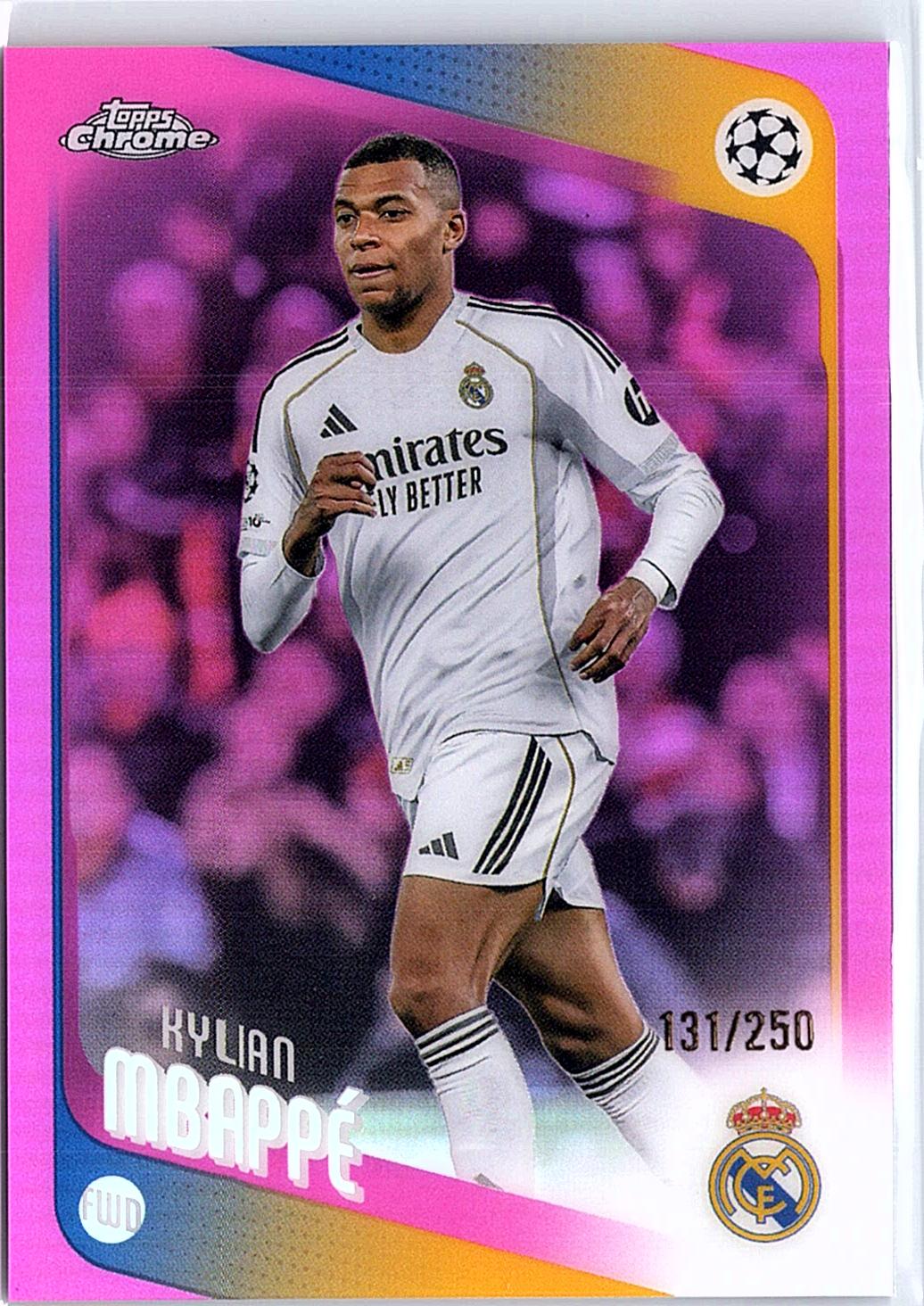 2025-26 Topps Chrome UEFA #112 Kylian Mbappé Pink Refractor #/250