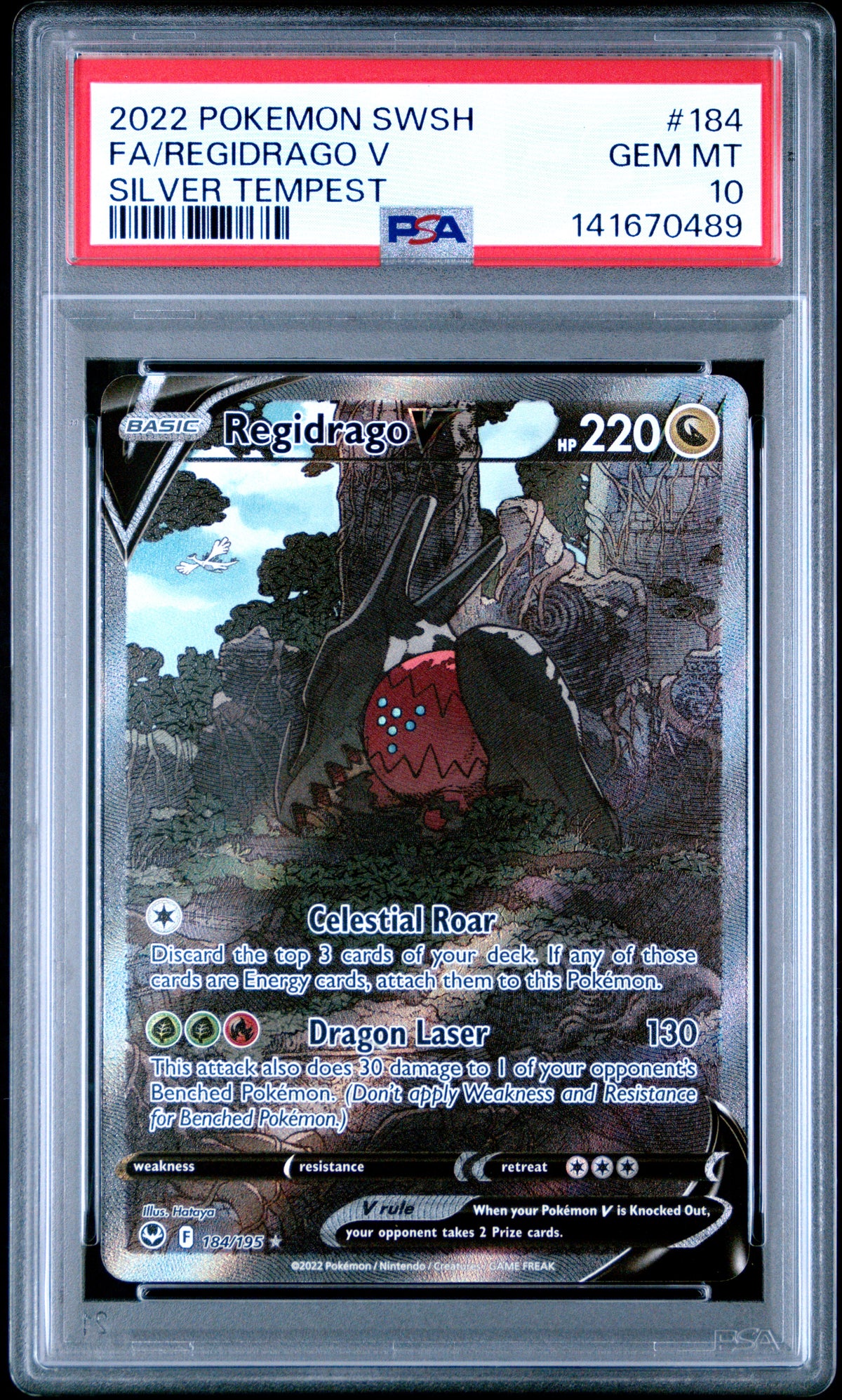 2022 Pokemon Silver Tempest #184 Regidrago V Silver Tempest PSA 10