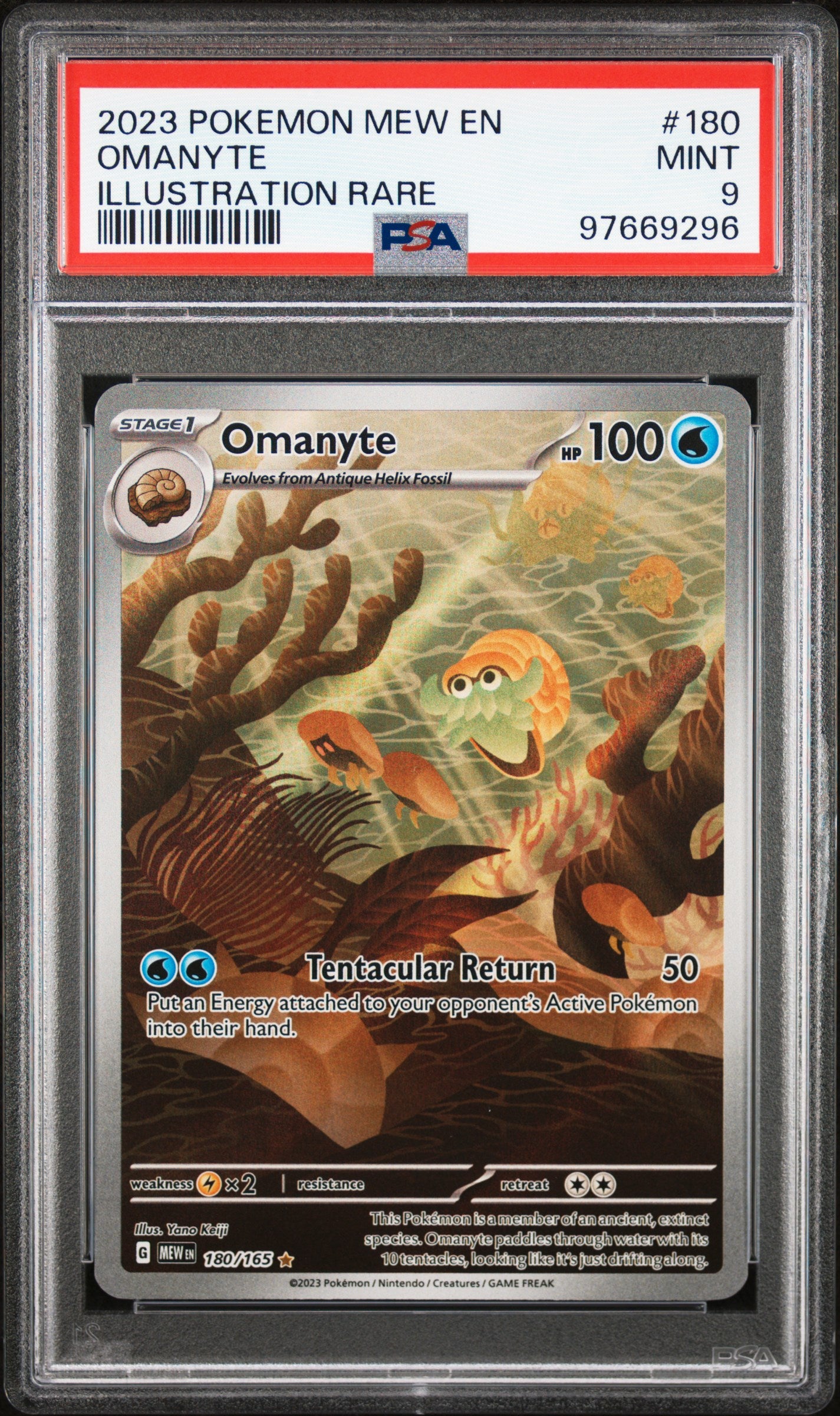 2023 Pokemon Mew En-151 #180 Omanyte Illustration Rare PSA 9