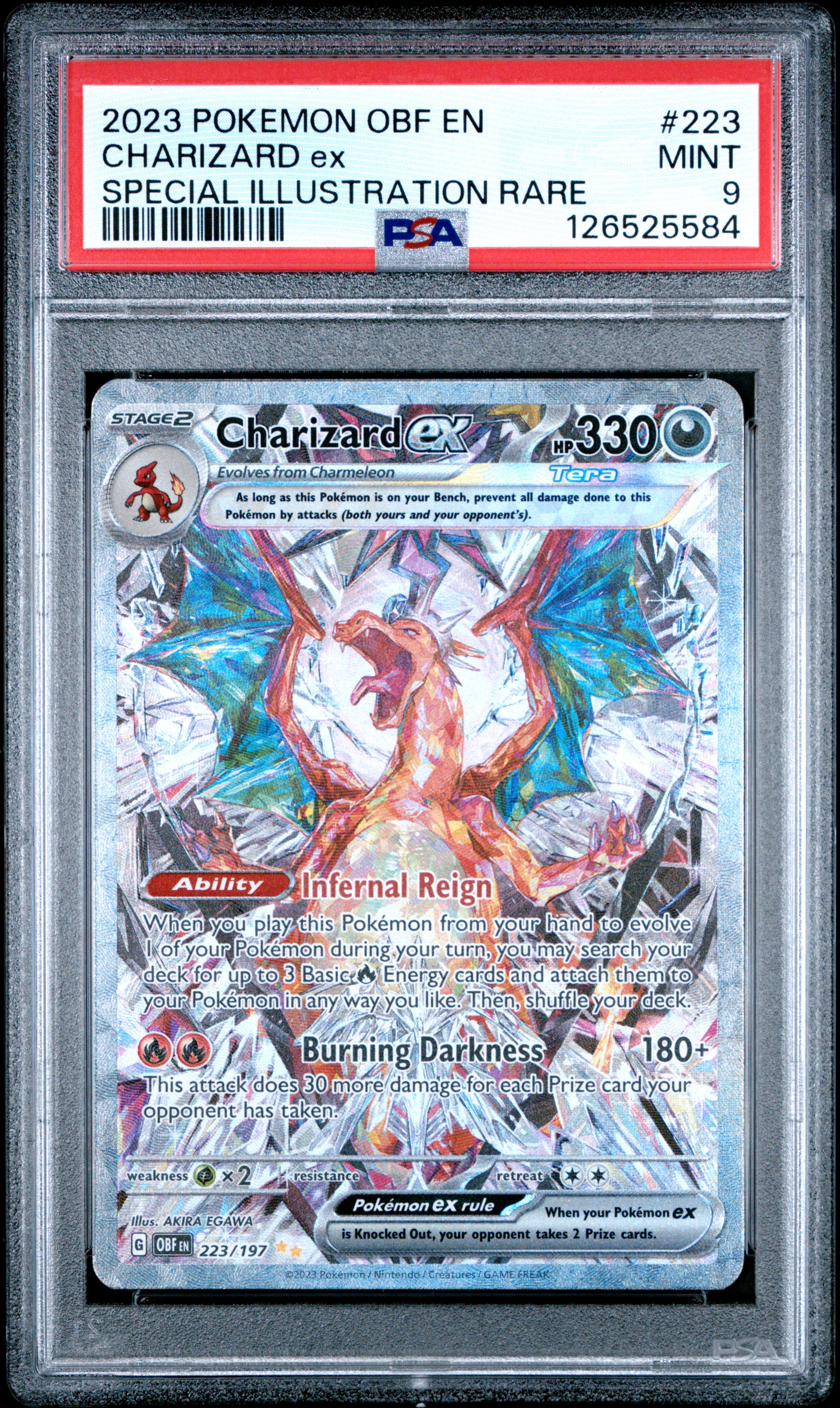 2023 Pokemon Obsidian Flames #223 Charizard Ex SAR PSA 9