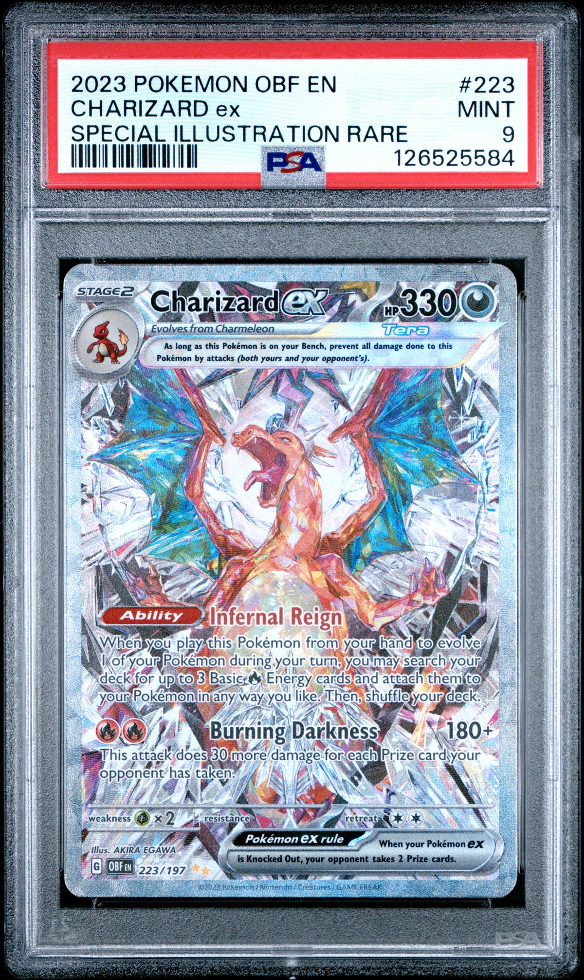 2023 Pokemon Obsidian Flames #223 Charizard Ex SAR PSA 9