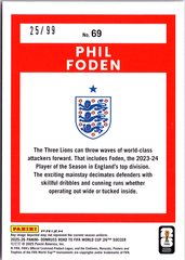 2025-26 Donruss Road to FIFA World Cup - Orange Phil Foden 69 /99 England (Back)