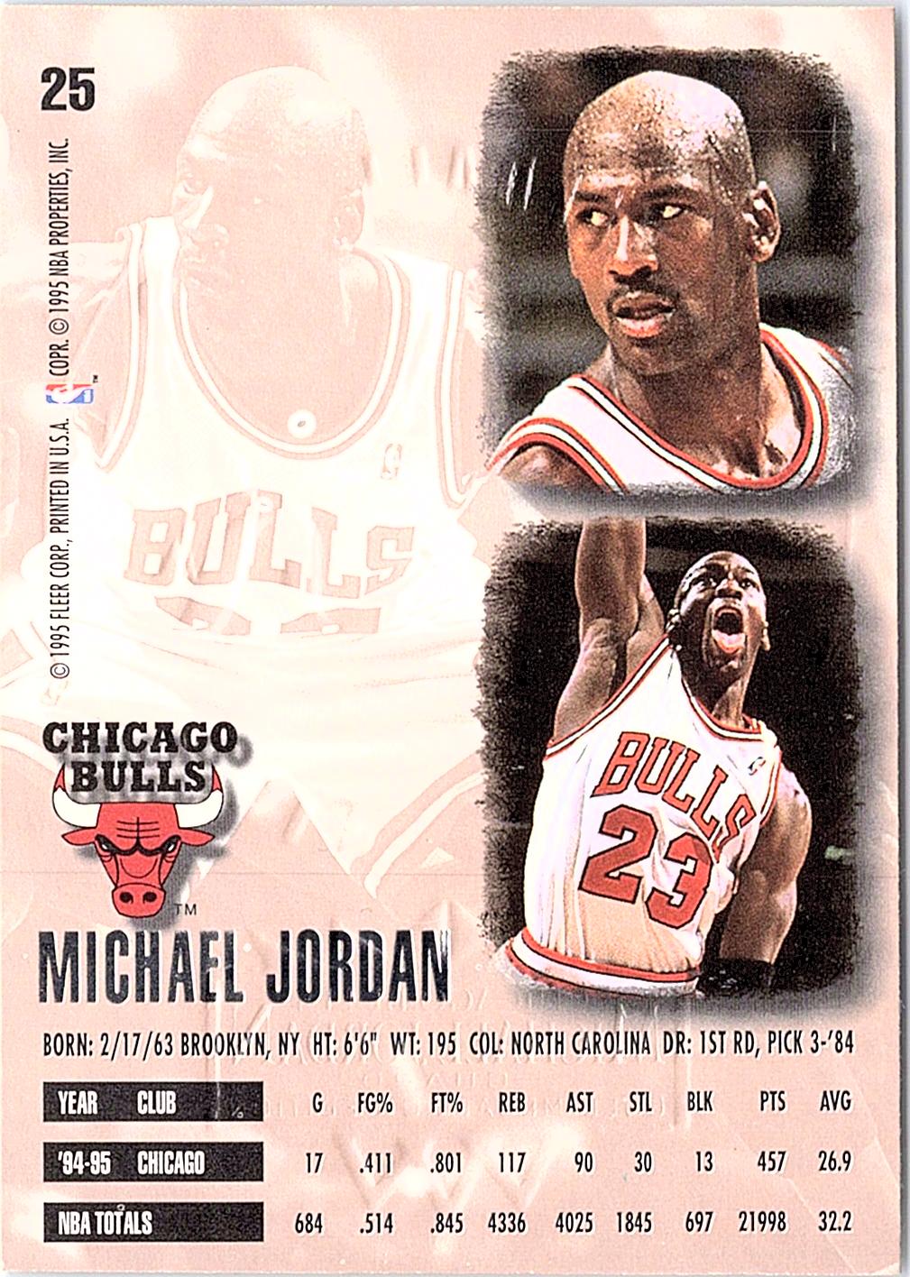 1995-96 Ultra #25 Michael Jordan Gold Medallion