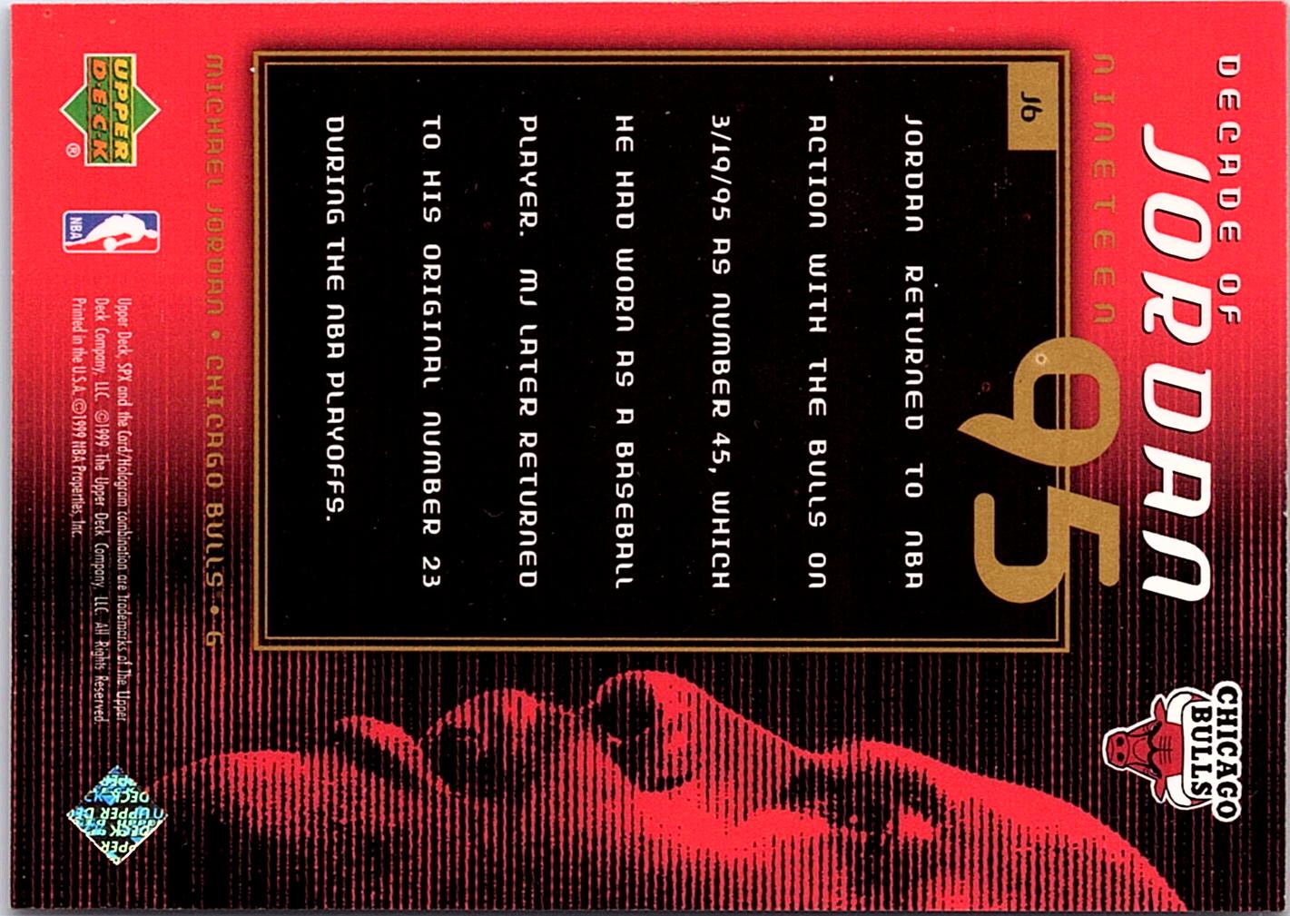1999-00 SPx #J6 Michael Jordan Decade of Jordan