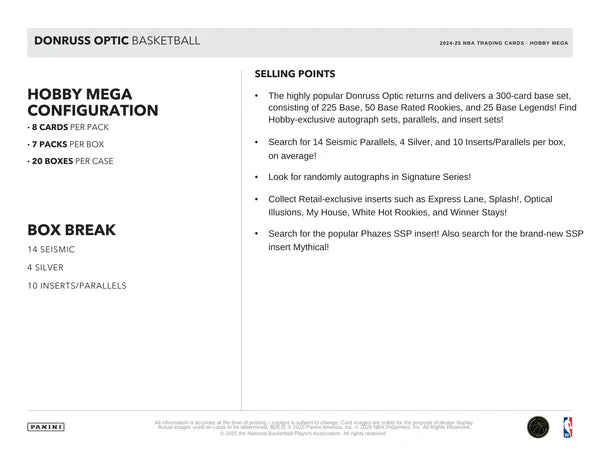 2024-25 Panini Donruss Optic Basketball Hobby Mega Box