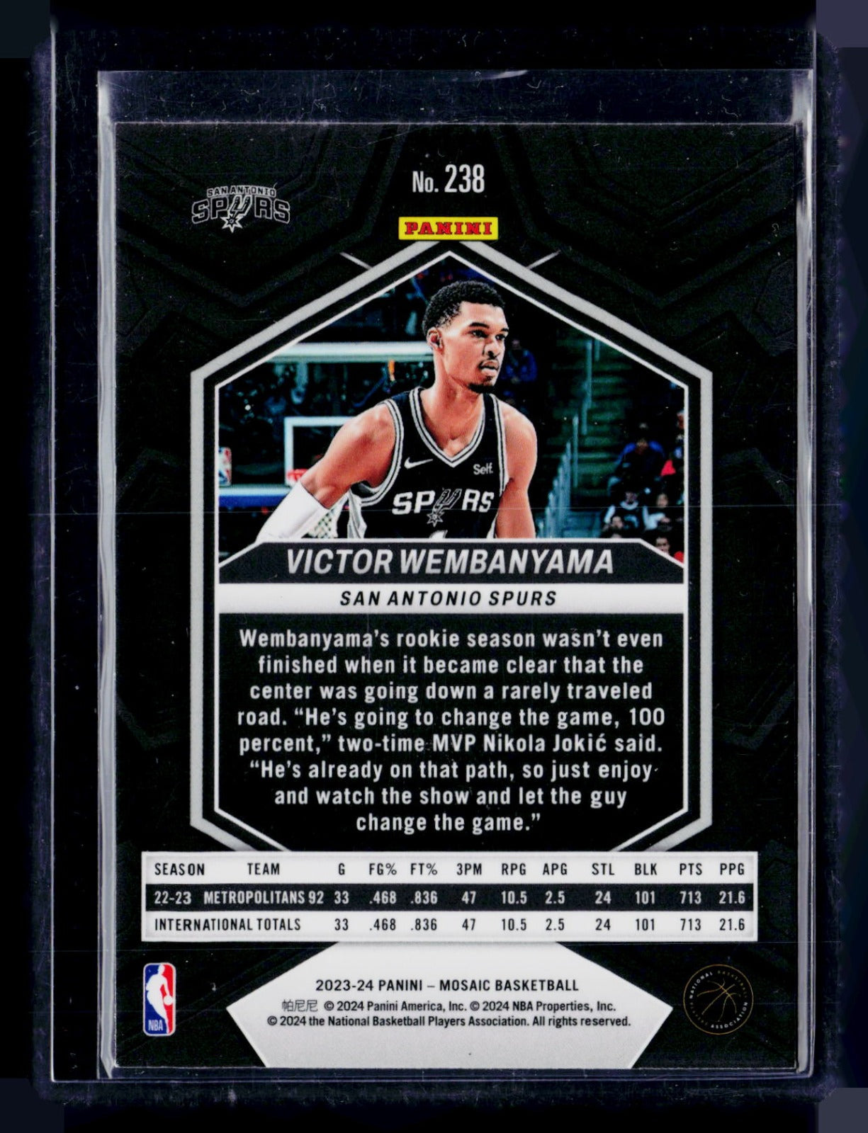 Victor Wembanyama Panini Mosaic 238 NM