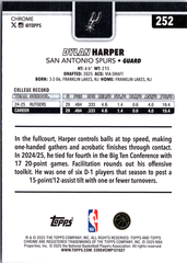 Dylan Harper Topps Chrome - RayWave Refractor 252 NM (Back)