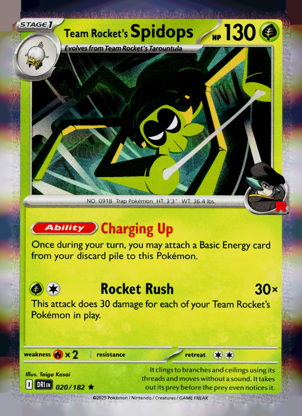 Team Rocket's Spidops DRI 020/182 Holo NM