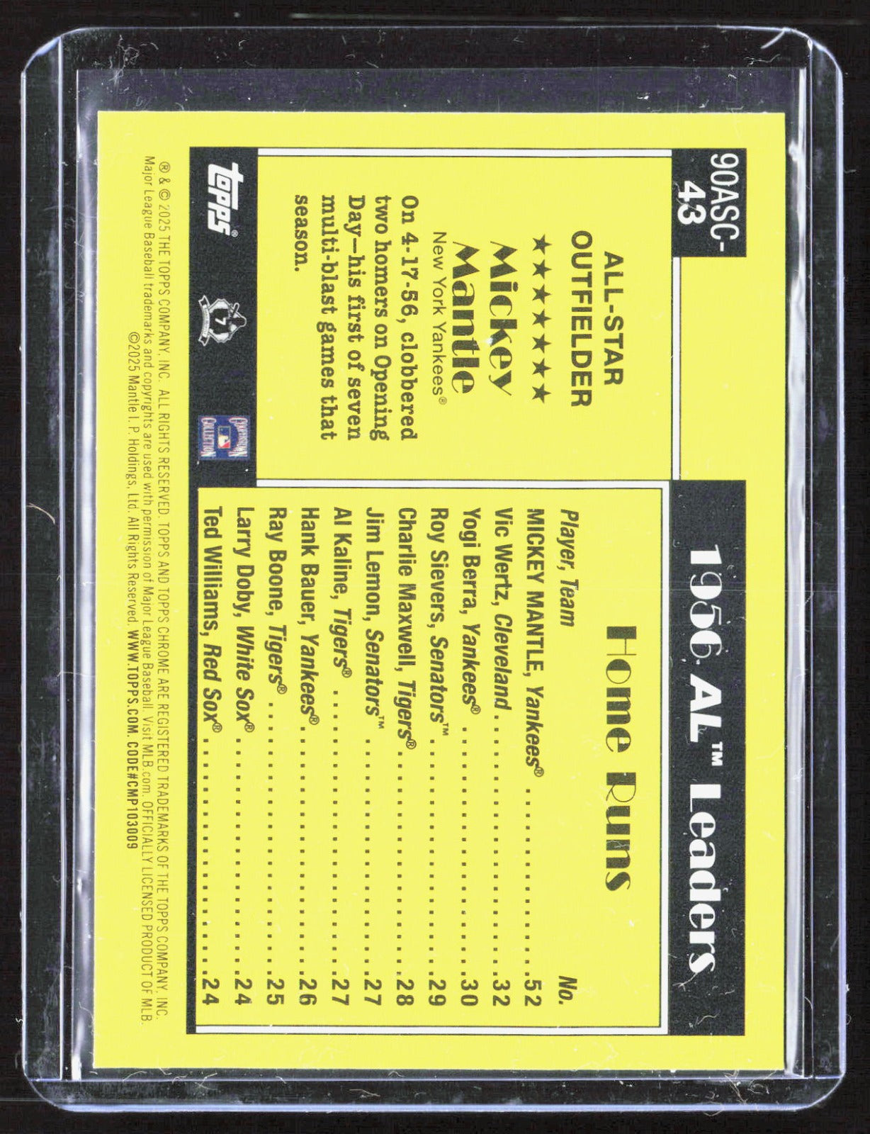 2025 Topps - 1990 Topps Baseball 35th Anniversary Chrome All-Stars Mickey Mantle
