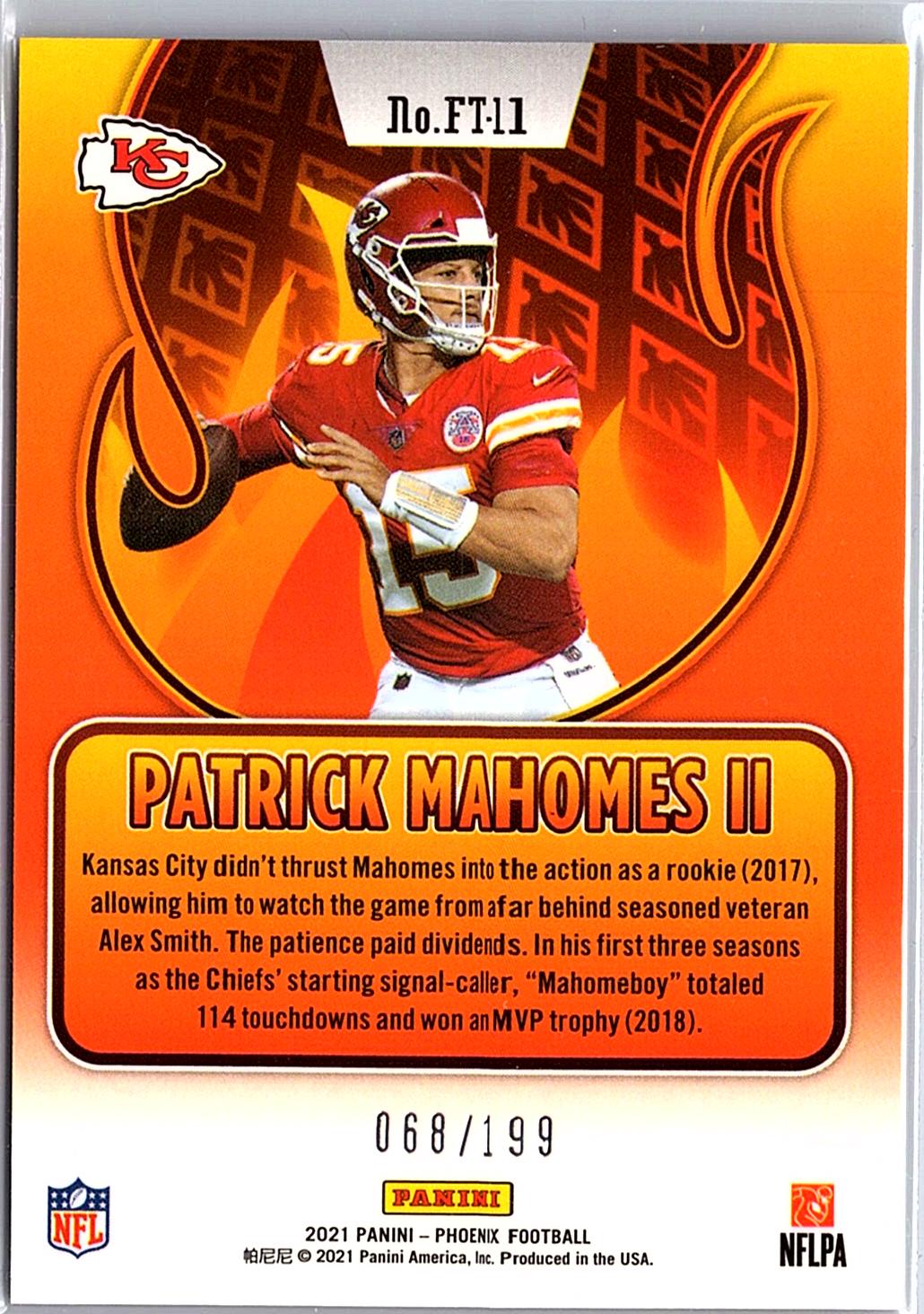 2021 Panini Phoenix #FT-11 Patrick Mahomes II Flame Throwers /199