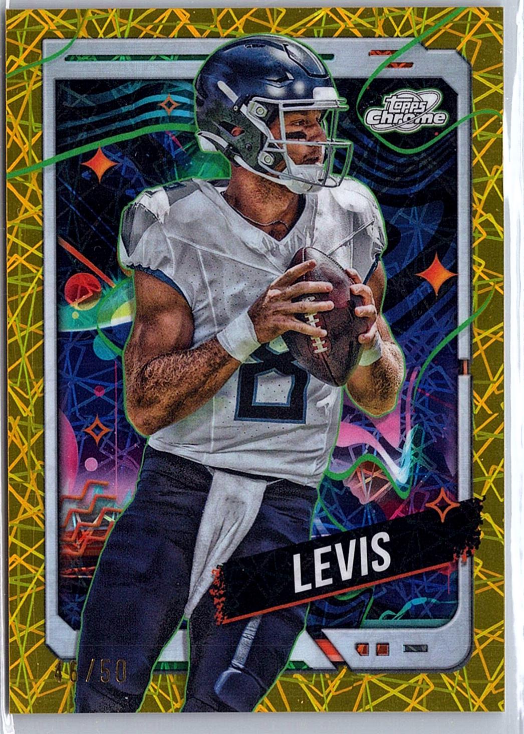 2024 Topps Chrome Cosmic #98 Will Levis Gold Interstellar Refractors #/50