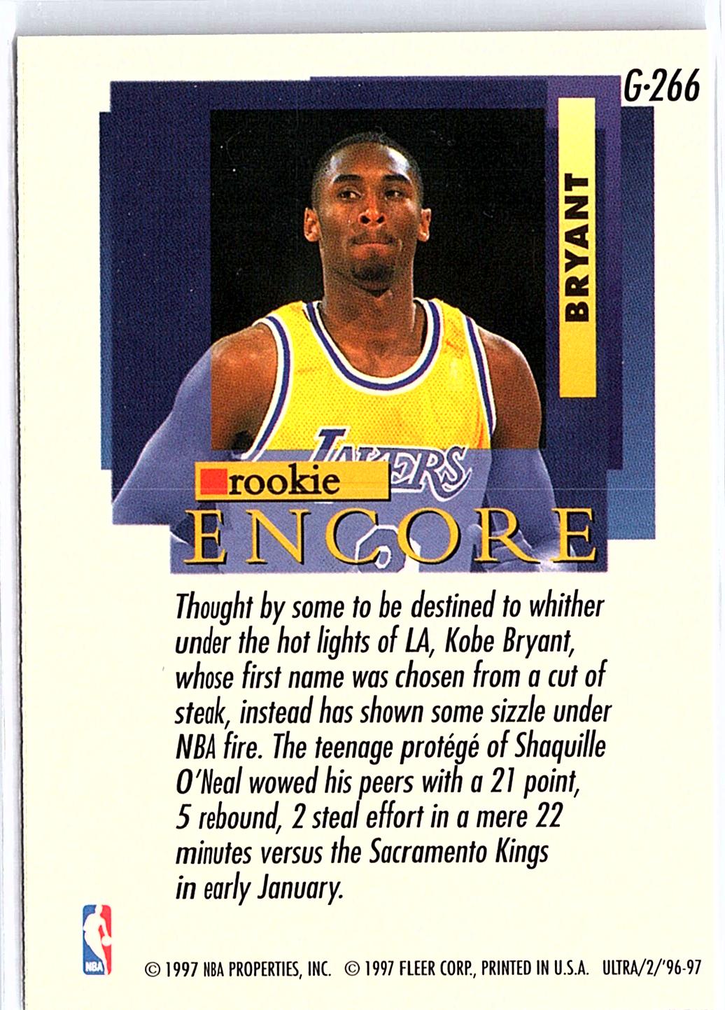 1996-97 Ultra #G-266 Kobe Bryant Gold Medallion