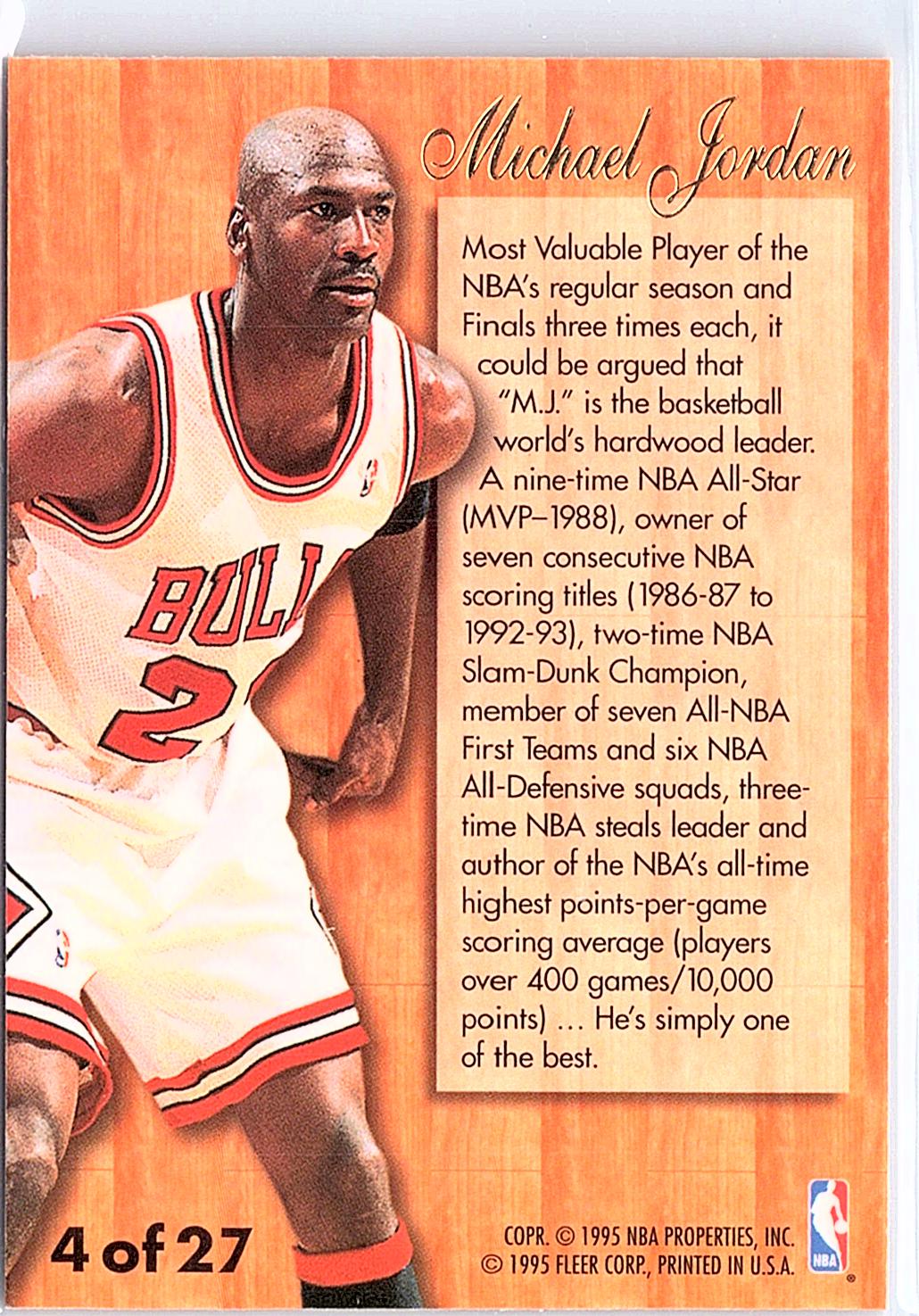 1995-96 Fleer #4 Michael Jordan Flair Hardwood Leader