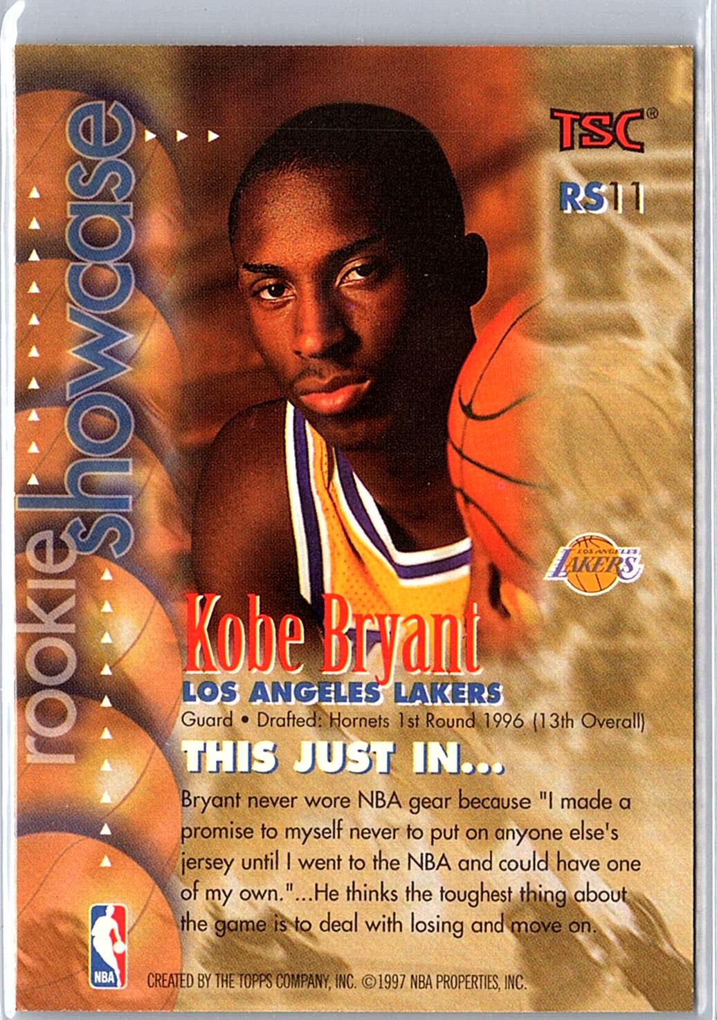 1996-97 Stadium Club #RS11 Kobe Bryant Rookie Showcase