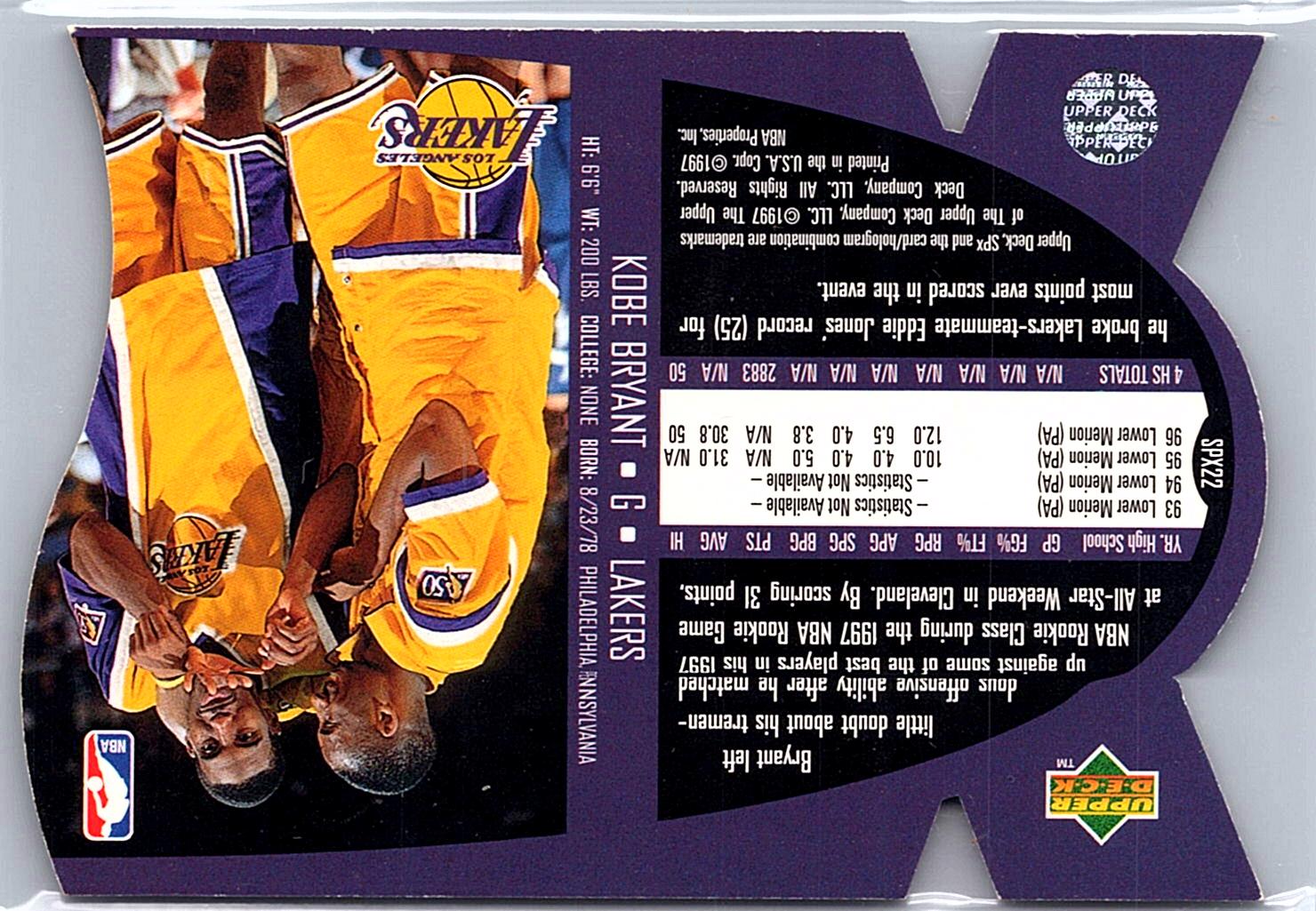 1997 SPx #SPX22 Kobe Bryant Gold