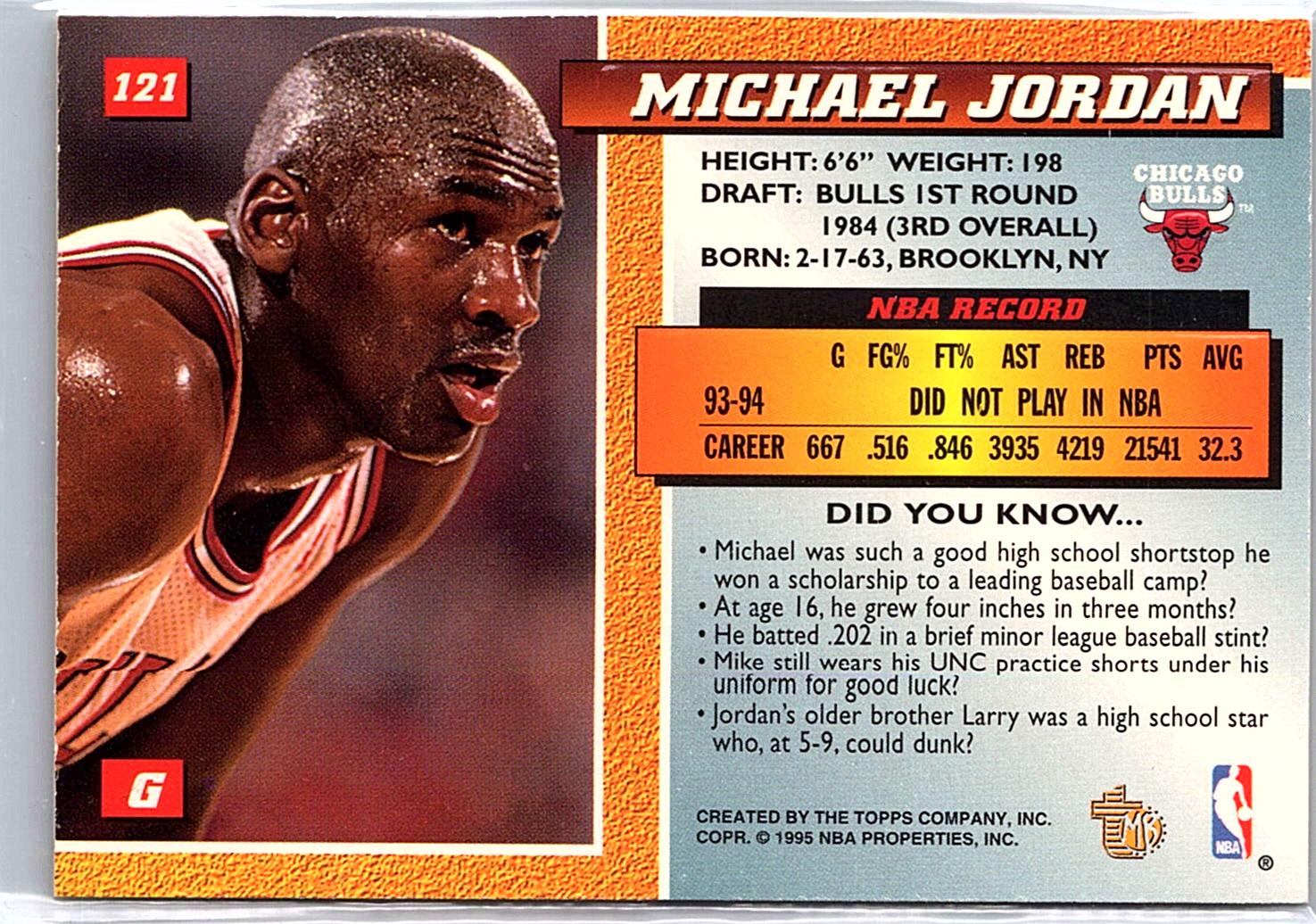 1994-95 Topps Embossed #121 Michael Jordan Golden Idols