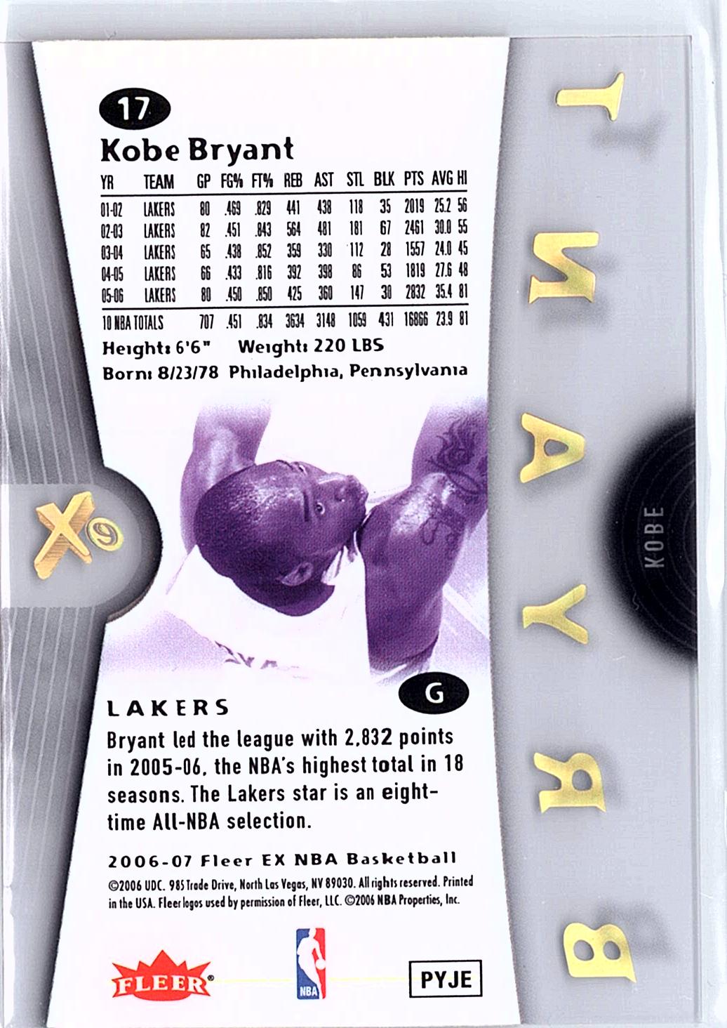 2006-07 Fleer EX Kobe Bryant #17
