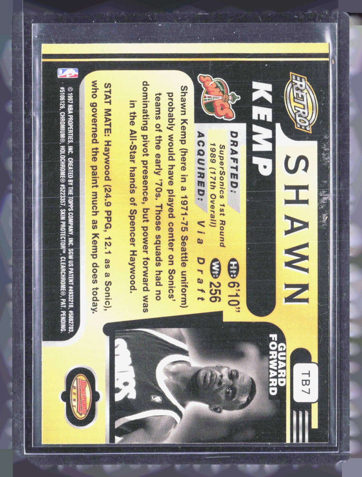 1996-97 Bowman's Best Shawn Kemp TB7 Basketball Seattle SuperSonics