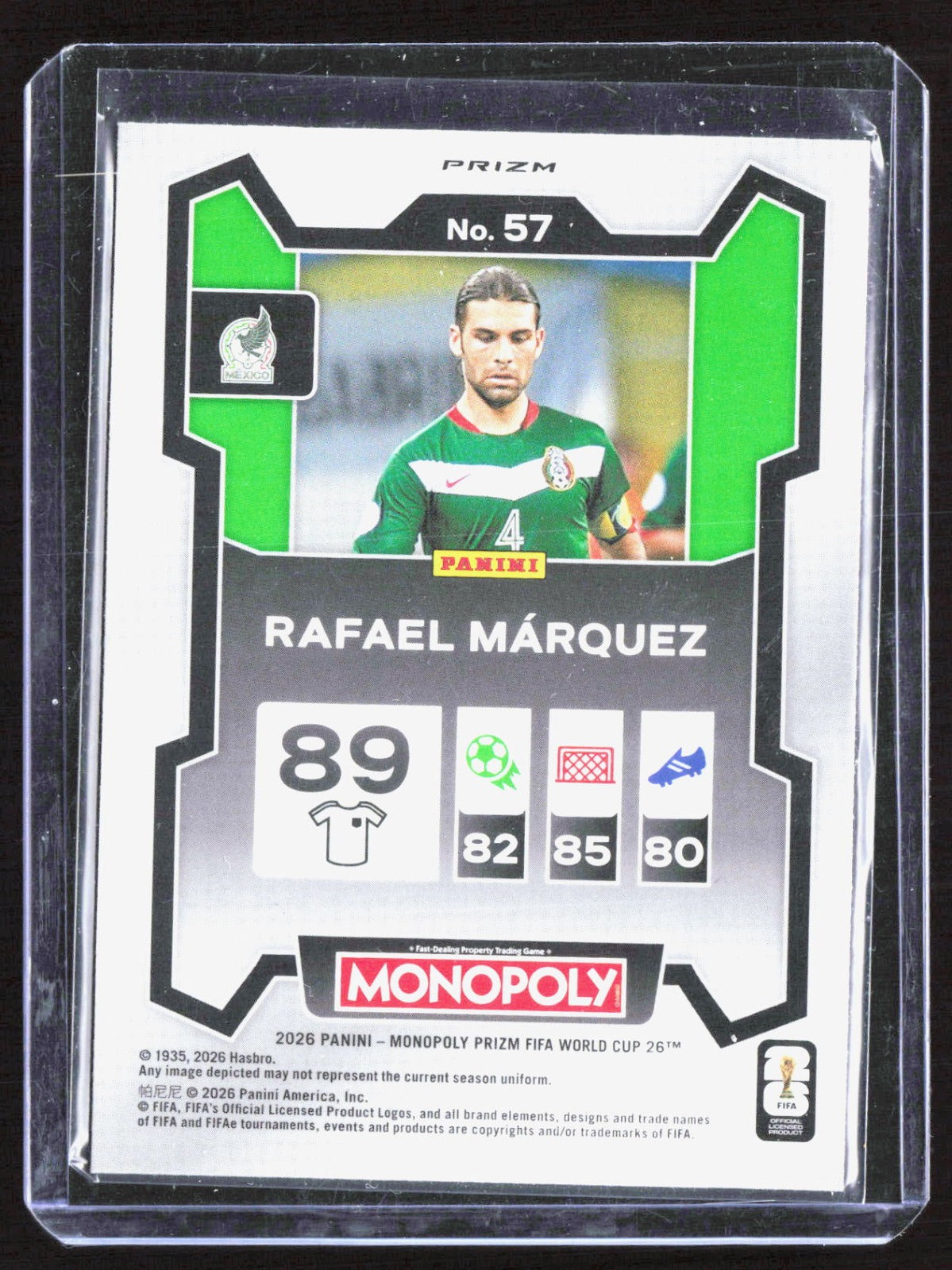 2026 Panini Prizm Monopoly FIFA WC Four CornersGreen Wave Prizms Rafael Márquez