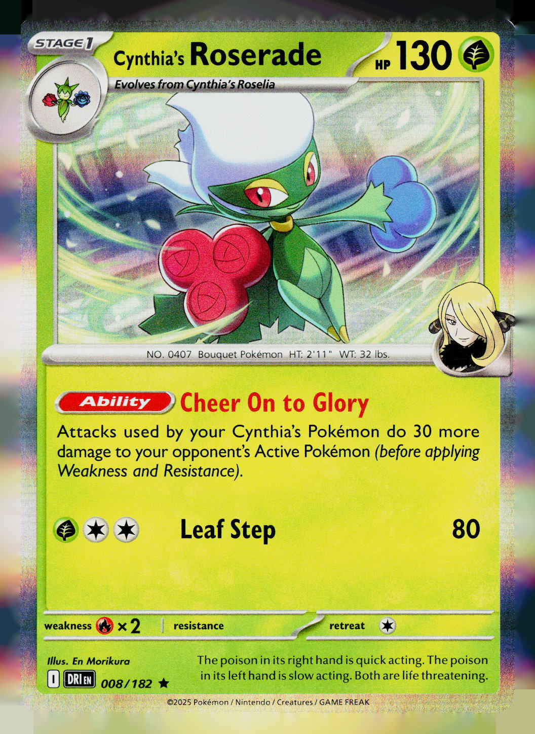 Cynthia's Roserade DRI 008/182 Holo NM