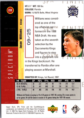 Jason Williams Upper Deck - 1998-99 SPx Finite Rookie Update Spectrum 217 LP (Back)
