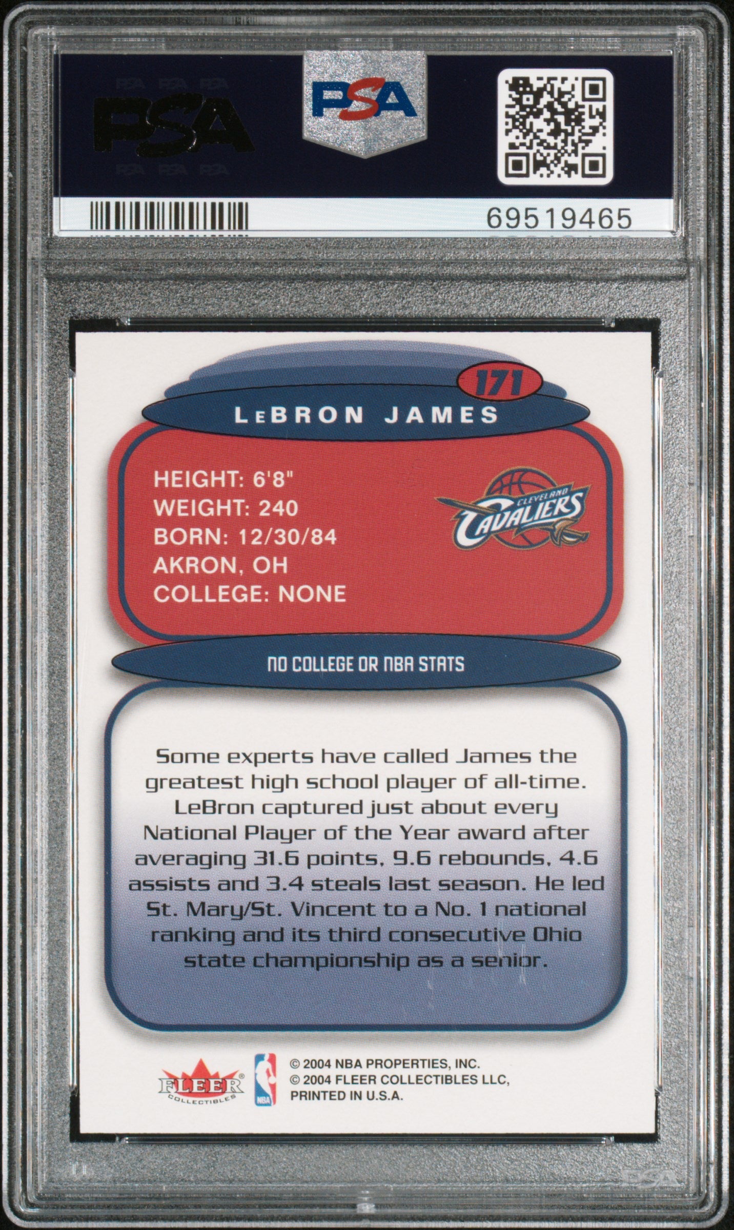 2003 Ultra Hummer H2 #171 Lebron James PSA 8