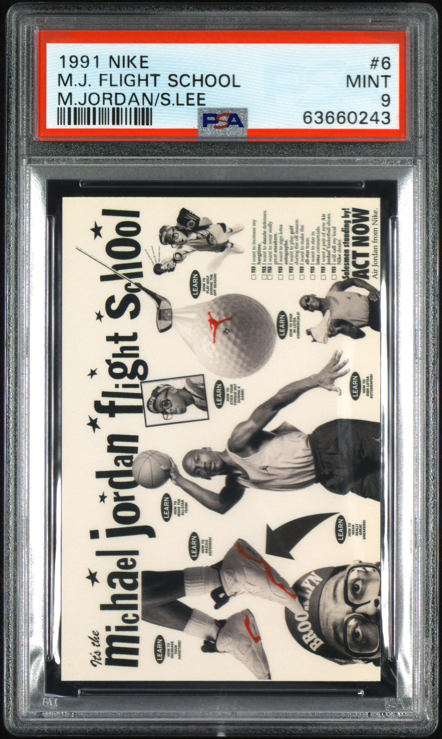 1991 Nike Michael Jordan/Spike Lee #6 M.J. Flight School M.Jordan/S.Lee PSA 9