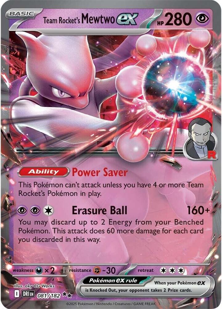 Team Rocket's Mewtwo ex DRI Holo NM