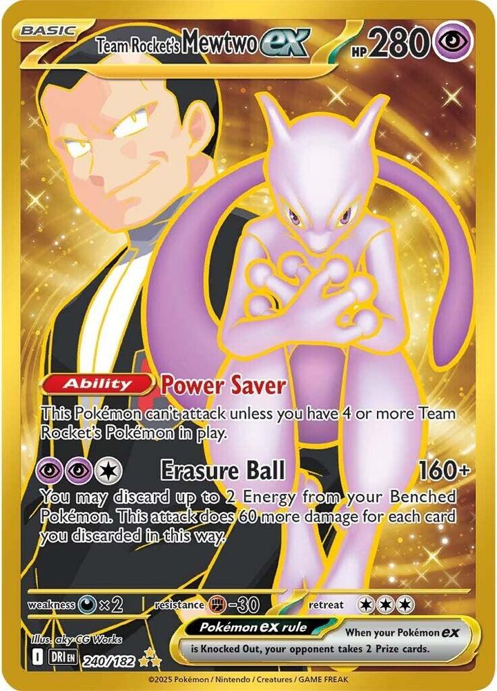 Team Rocket's Mewtwo ex Hyper Rare SV10: Destined Rivals 240/182 NM