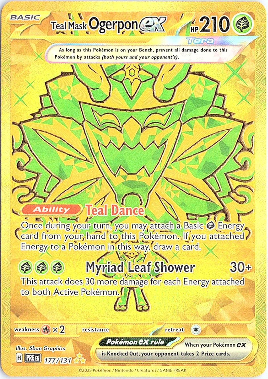 Teal Mask Ogerpon ex Hyper Rare SV: Prismatic Evolutions 177/131 NM
