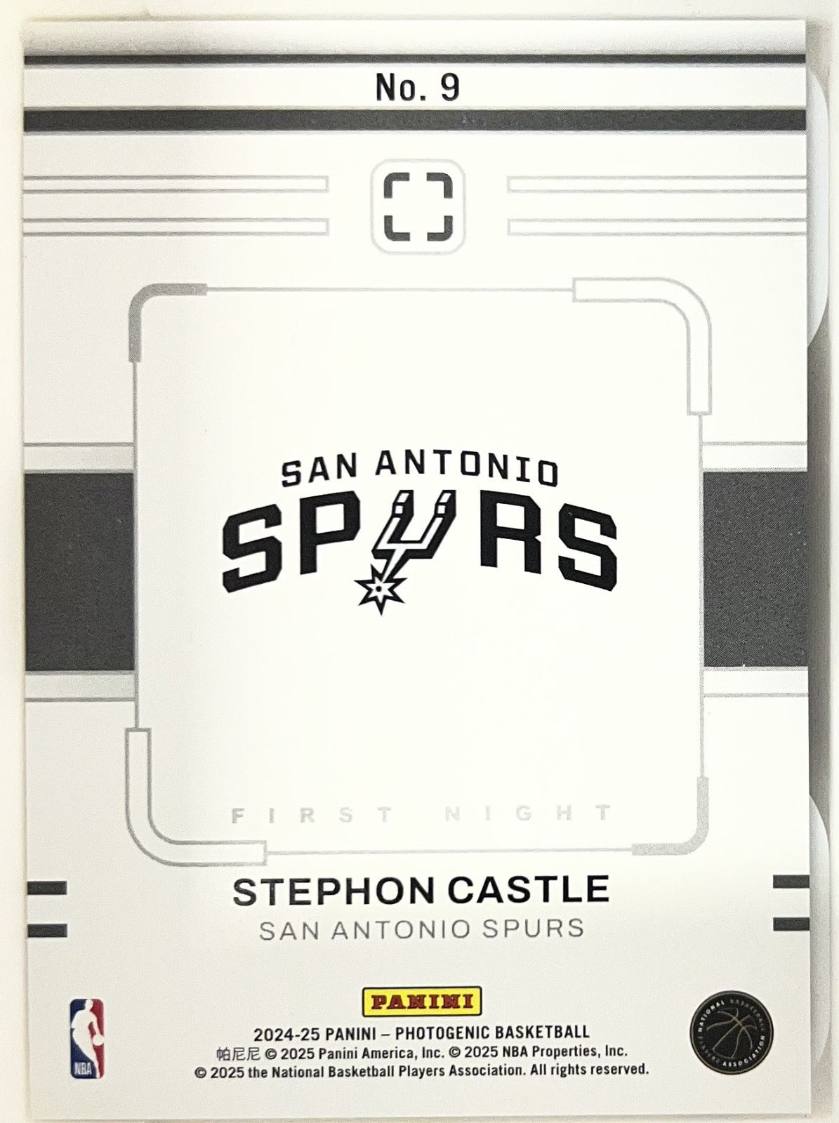 Stephon Castle Panini Photogenic - First Night Lava 9 NM (Back)
