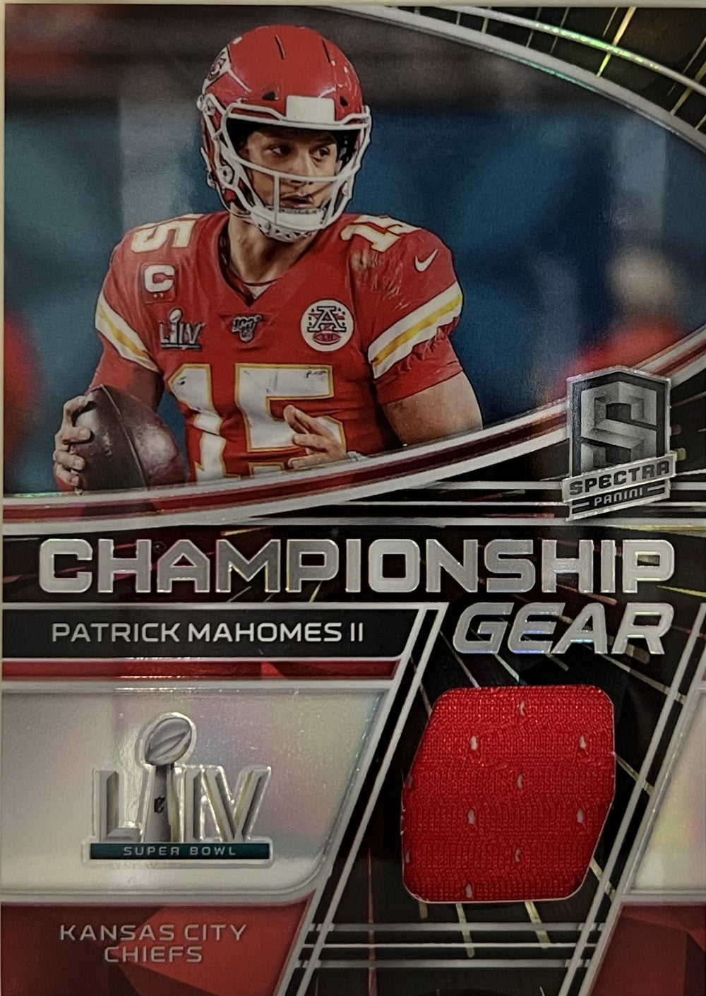 Patrick Mahomes II 2022 Panini Spectra Championship Gear Silver Prizm CG-PMA NM