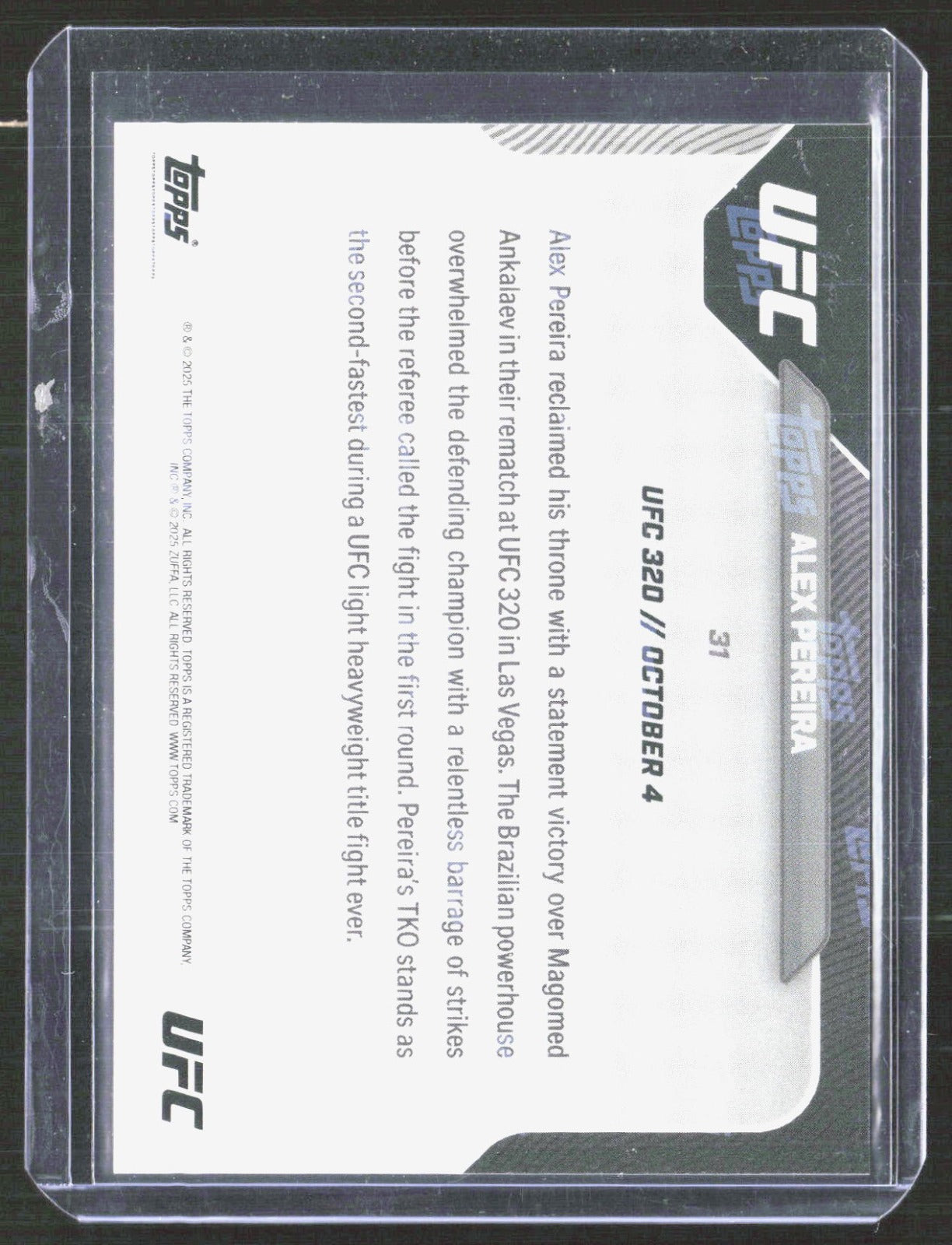 2025 Topps Now UFC Alex Pereira 31 UFC