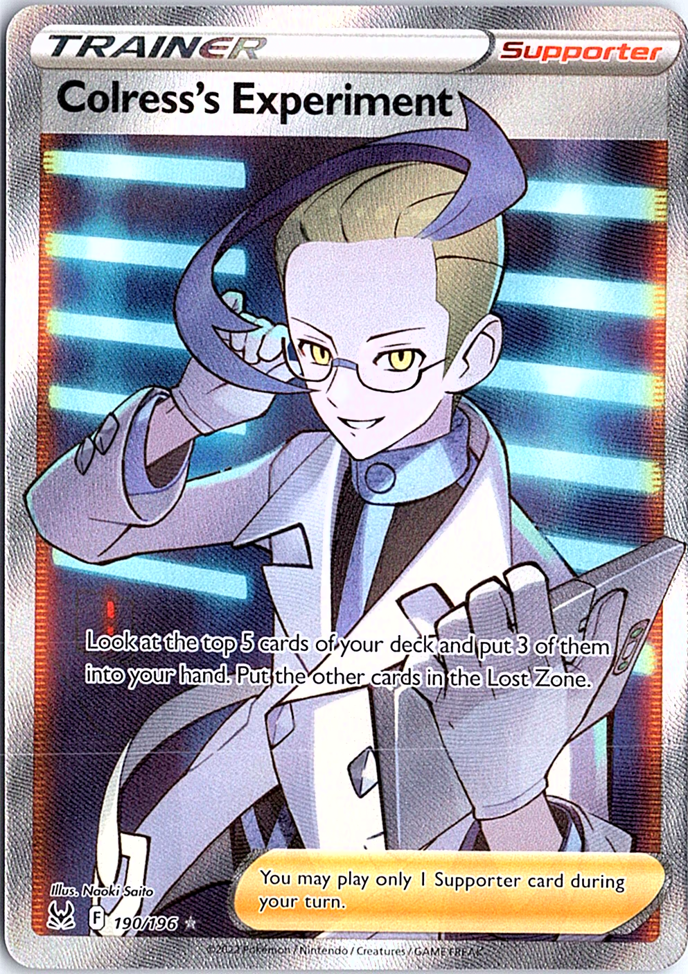 Colress's Experiment (Full Art) Ultra Rare SWSH11: Lost Origin 190/196 NM