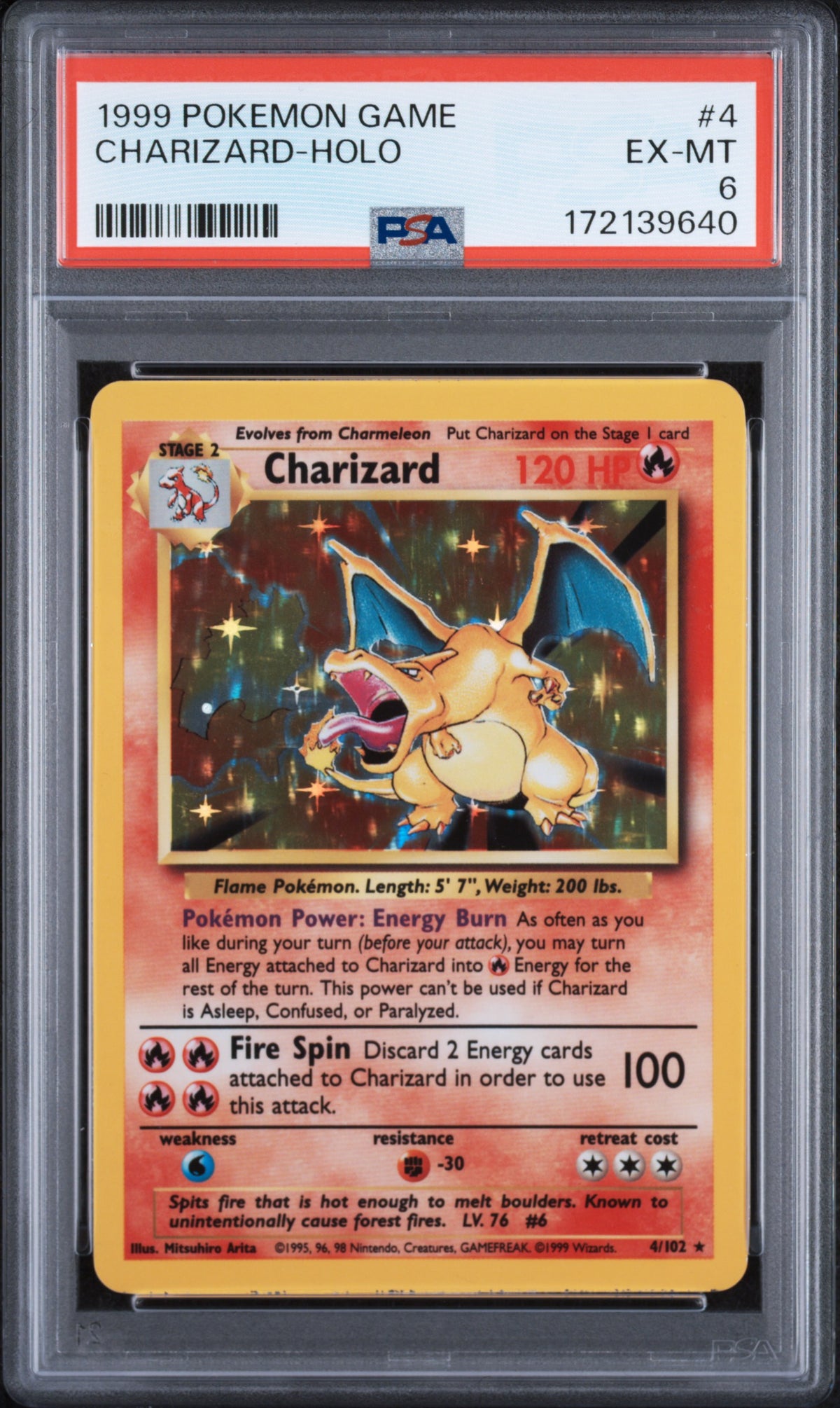 1999 Pokemon Game #4 Charizard-Holo PSA 6