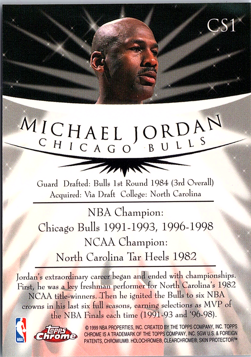Michael Jordan Topps Chrome - Champion Spirit CS1 NM (Back)