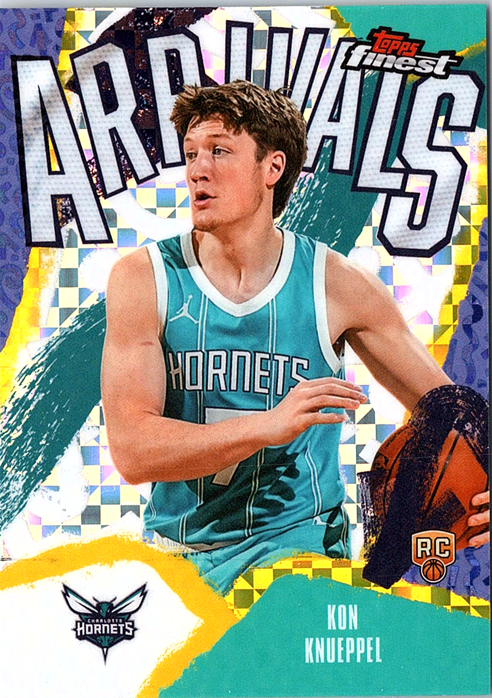 2025-26 Finest - Arrivals X-Fractor Kon Knueppel A-4 Charlotte Hornets