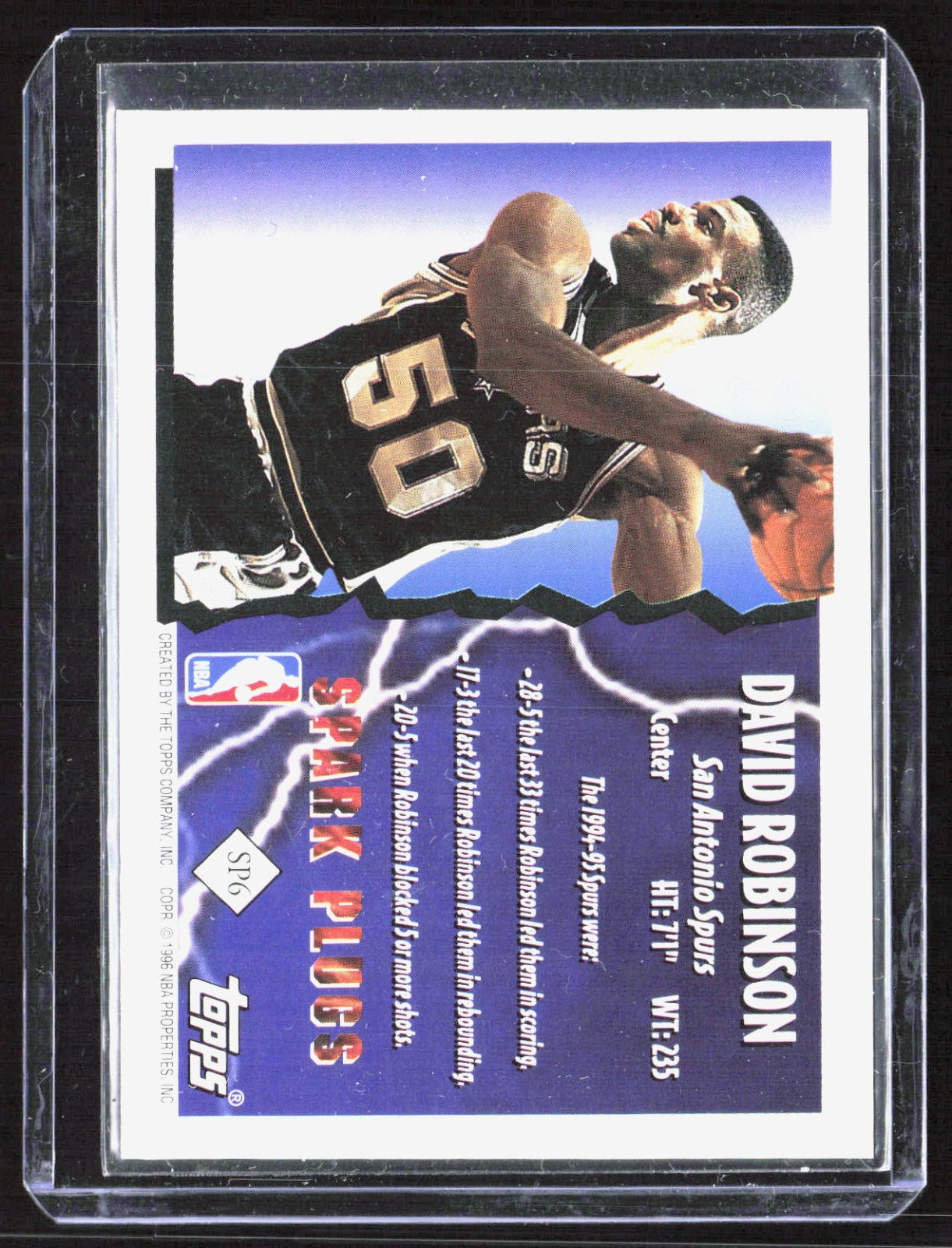 1995-96 Topps - Spark Plugs David Robinson SP6 Basketball San Antonio Spurs