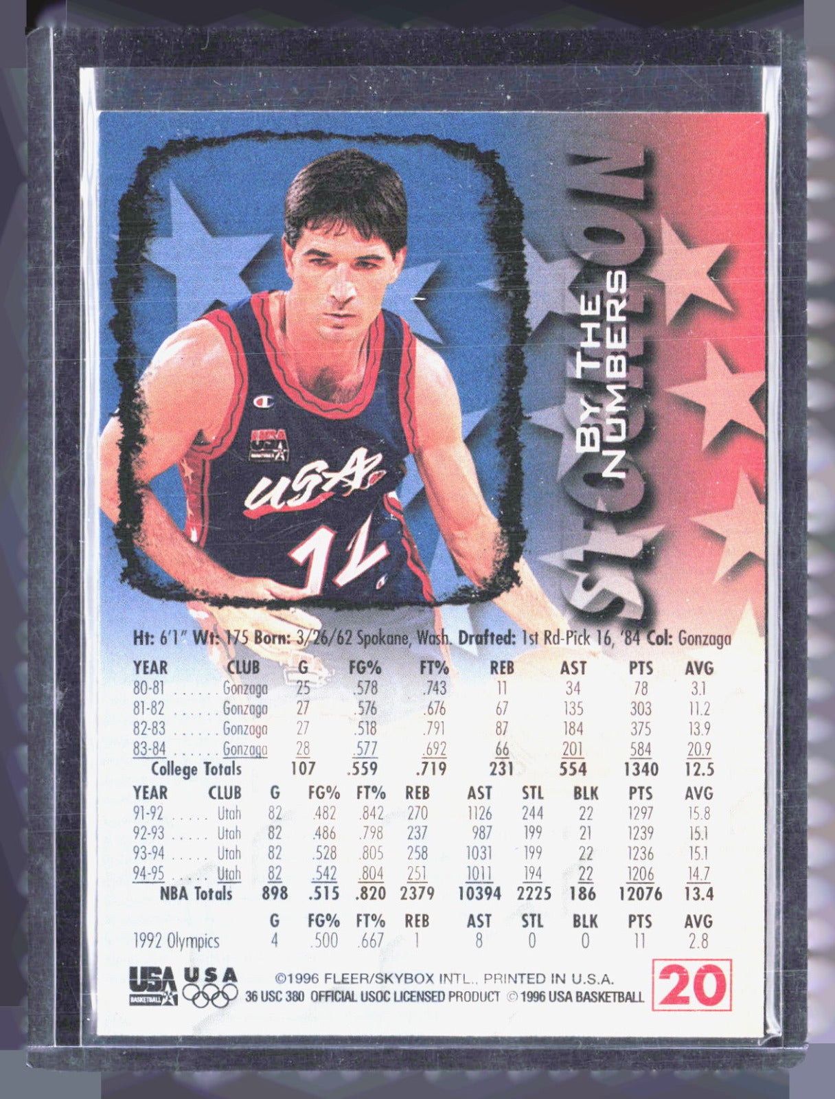 1996 Fleer USA John Stockton 20 Basketball USA
